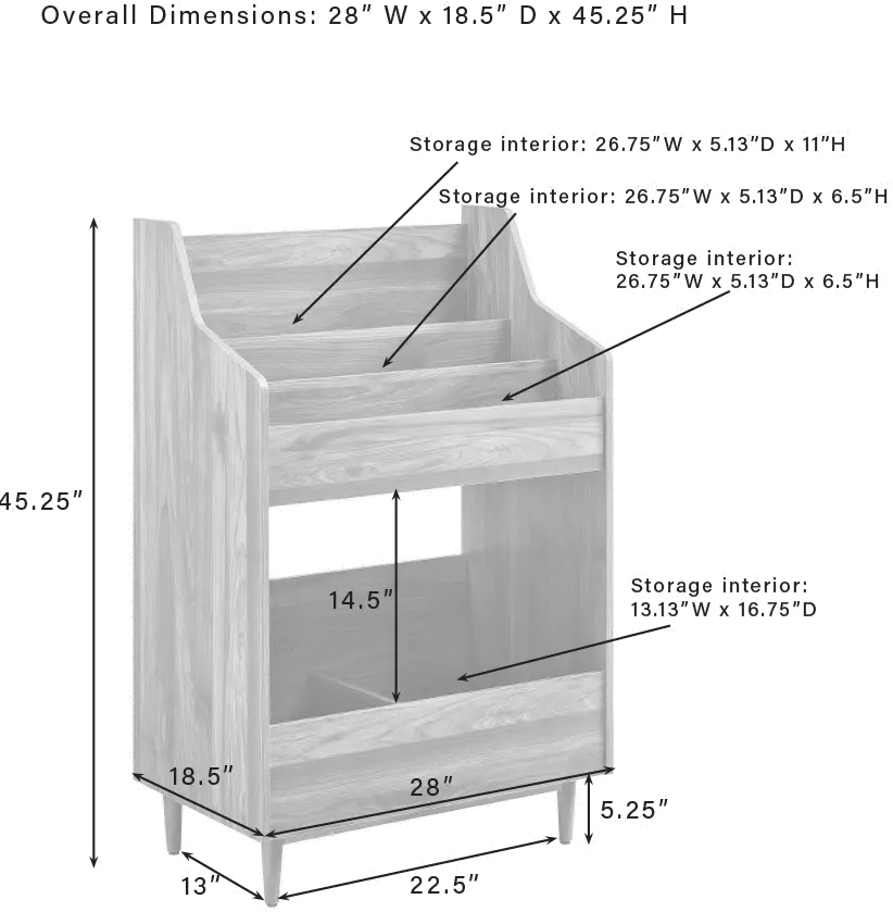 CF1123-WA Liam Walnut Brown Record Storage Stand-5