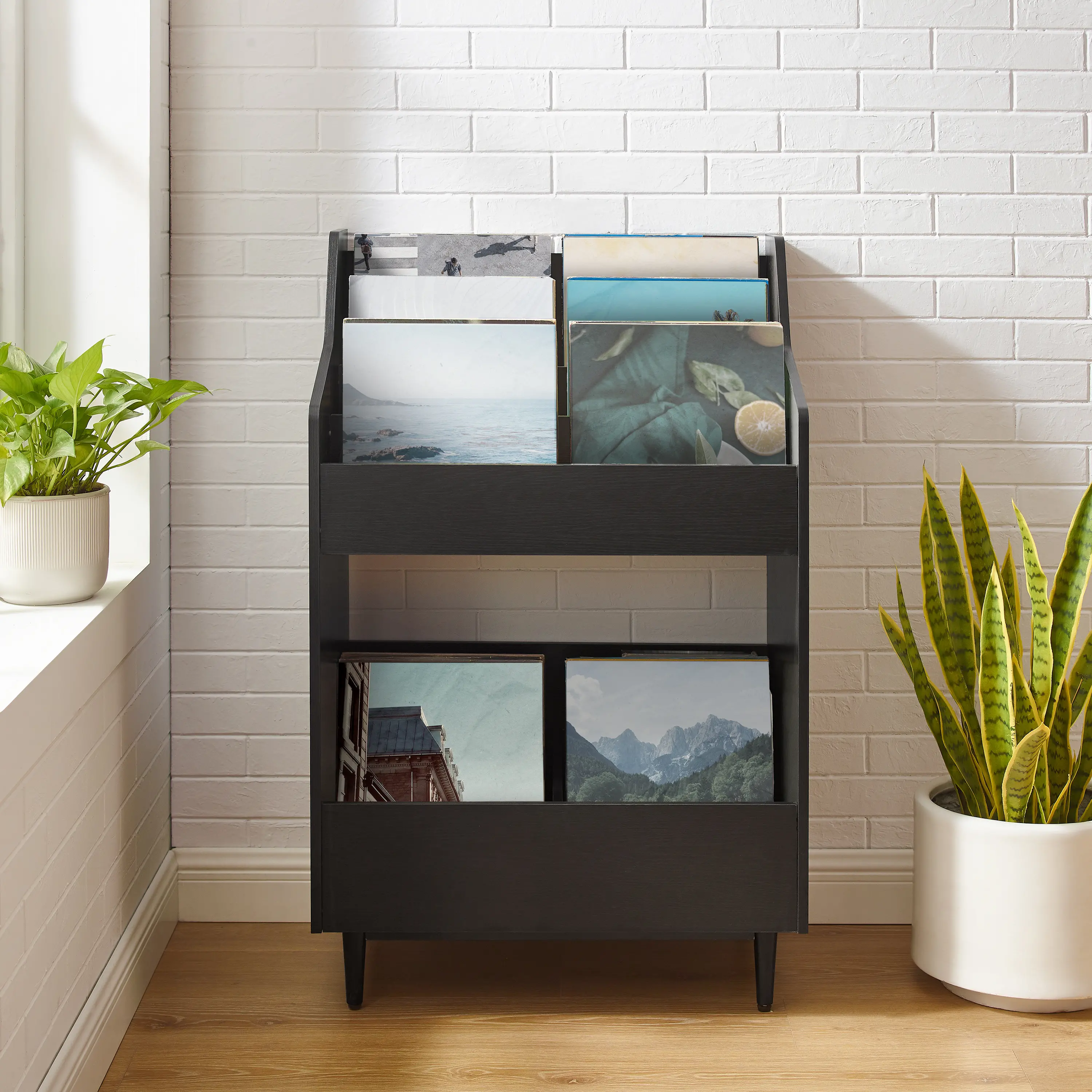 CF1123-BK Liam Black Record Storage Stand-1
