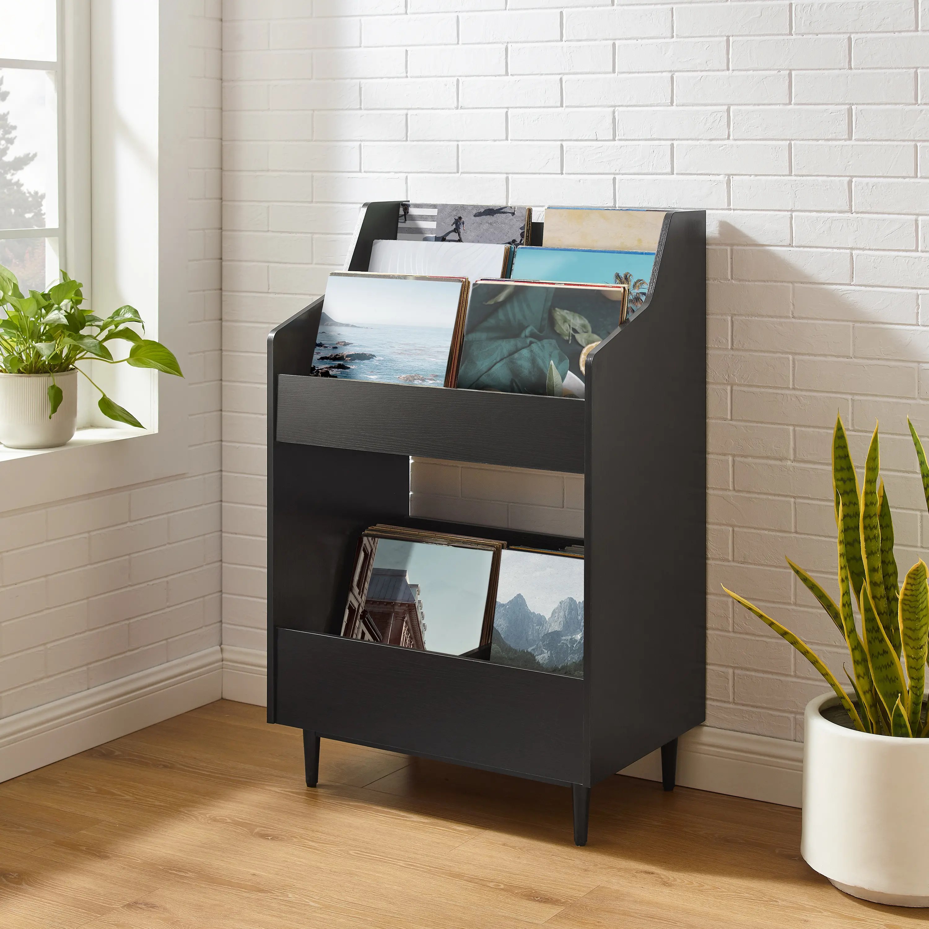 CF1123-BK Liam Black Record Storage Stand-2