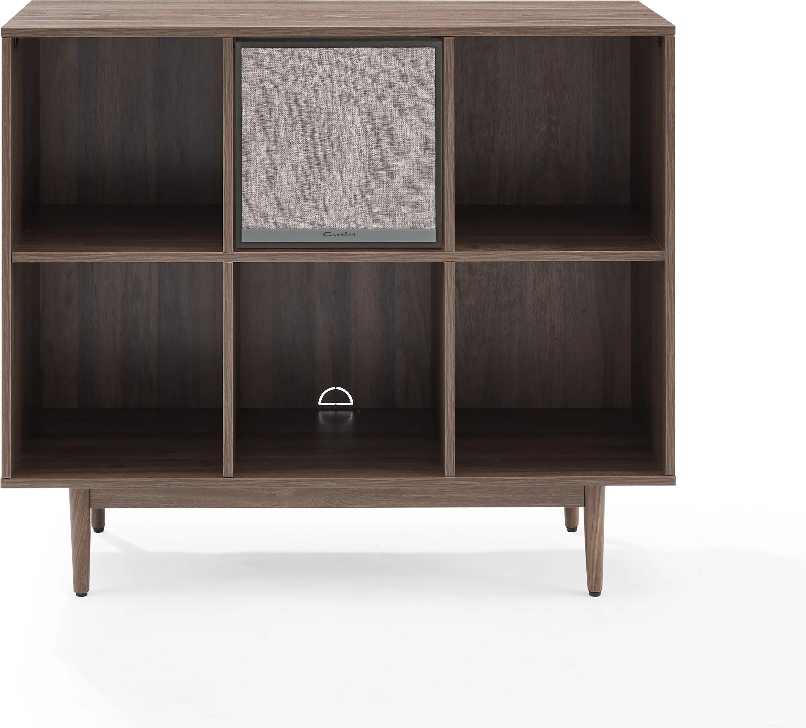 KF13120WA-BK Liam Walnut 6 Cube Record Storage Bookcase with Speaker-4