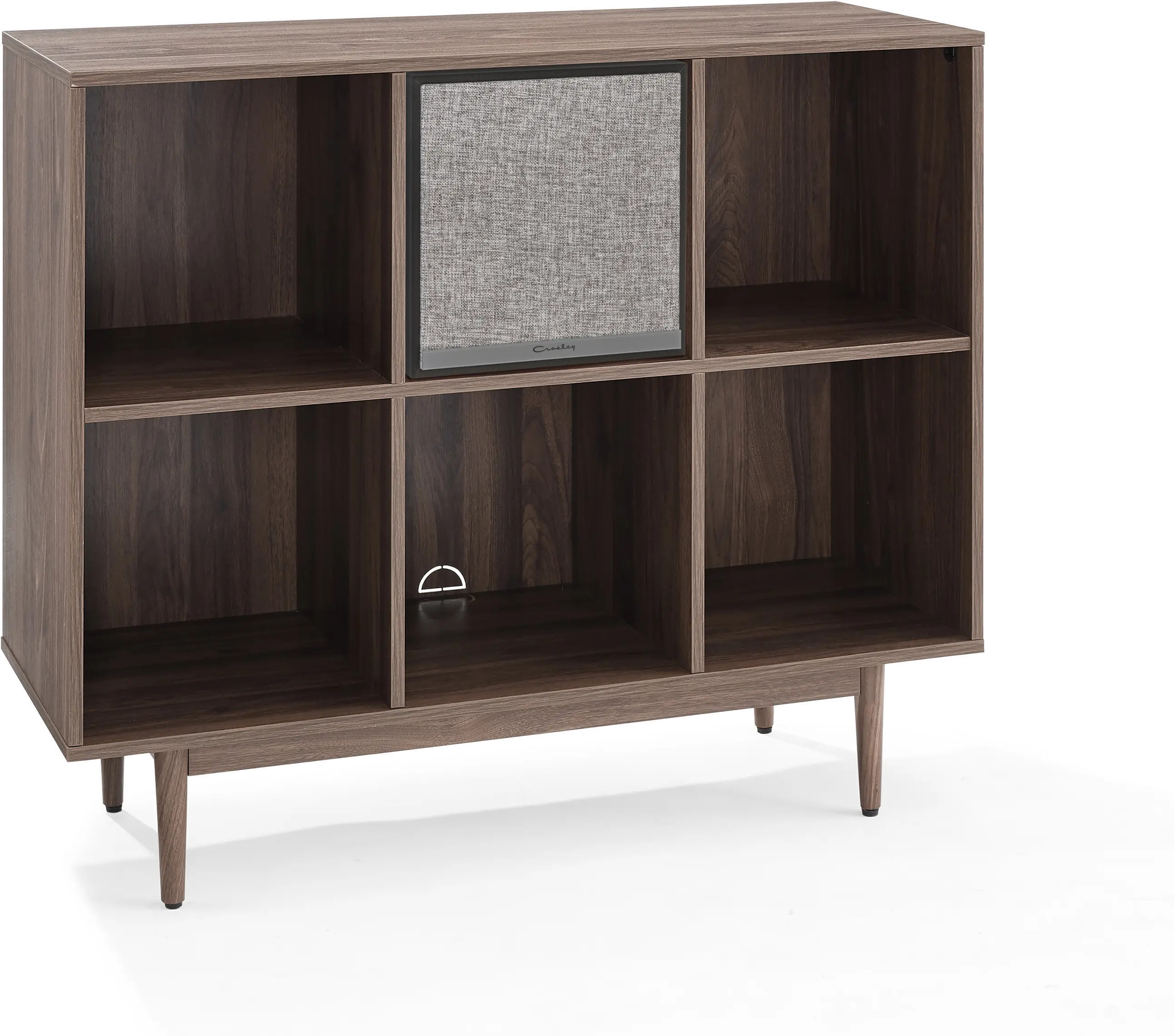 KF13120WA-BK Liam Walnut 6 Cube Record Storage Bookcase with Speaker-5