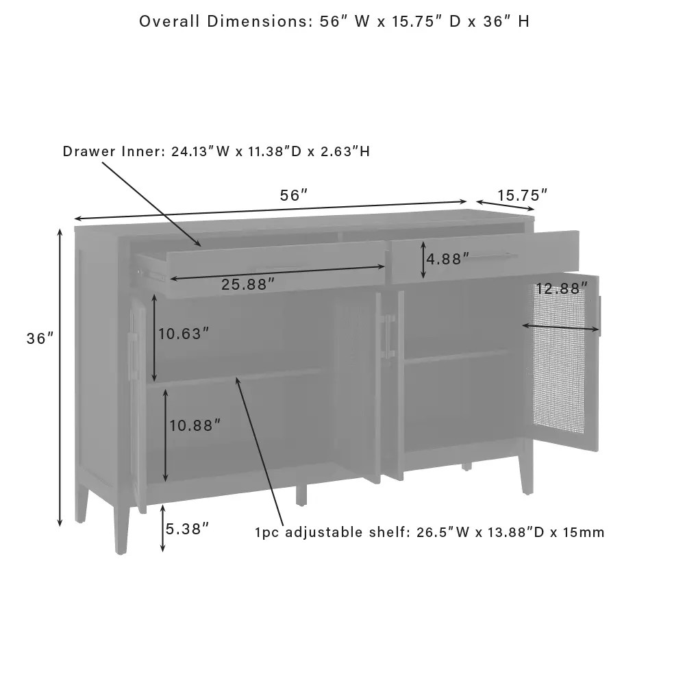 CF4215-BK Milo Black Dining Room Sideboard-10