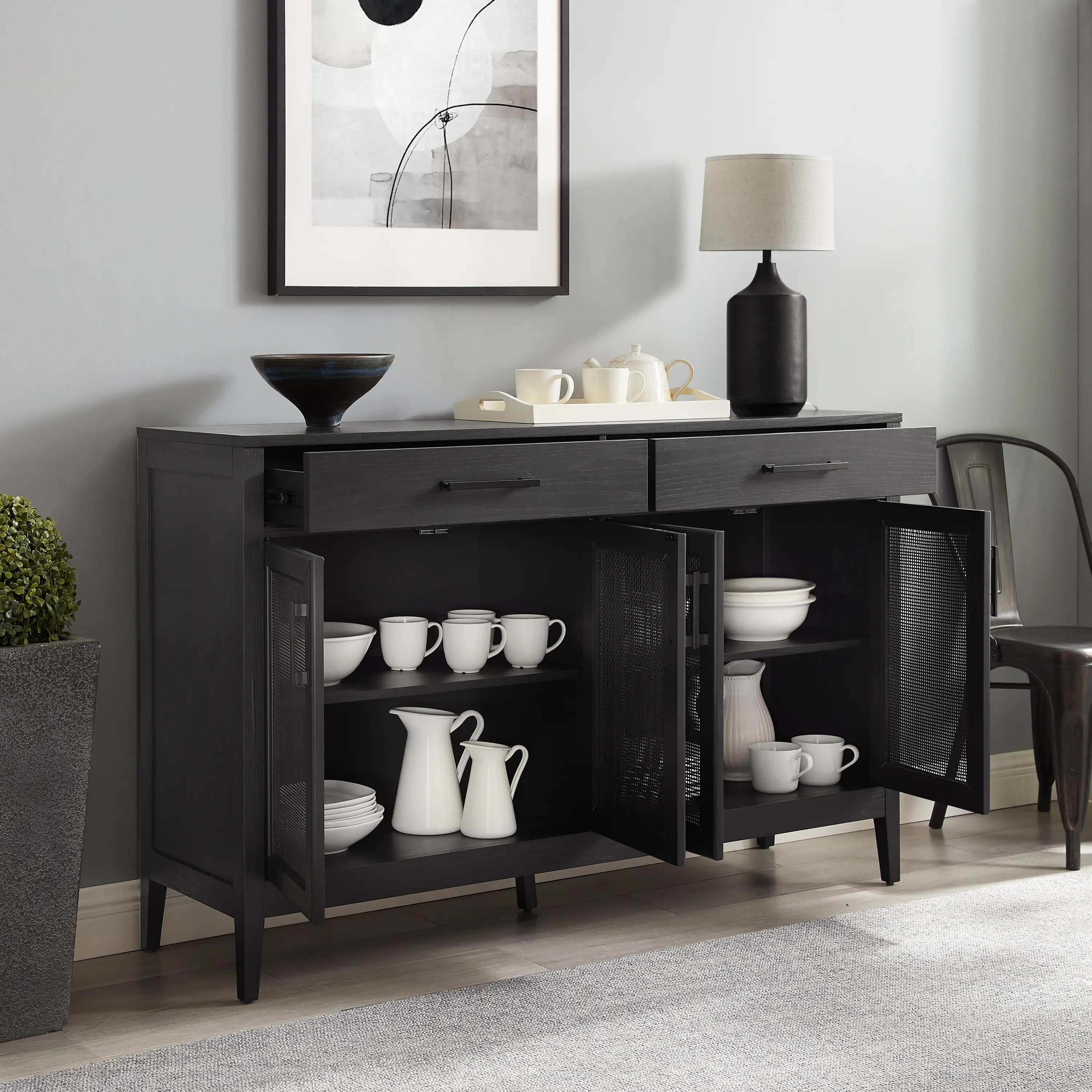 CF4215-BK Milo Black Dining Room Sideboard-3