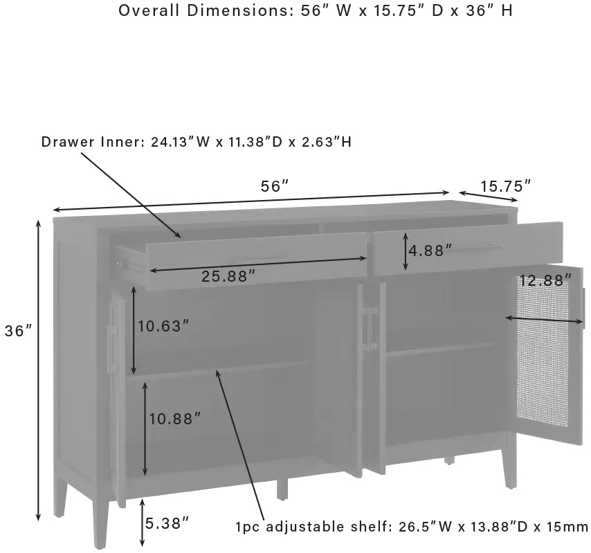 CF4215-BK Milo Black Dining Room Sideboard-1