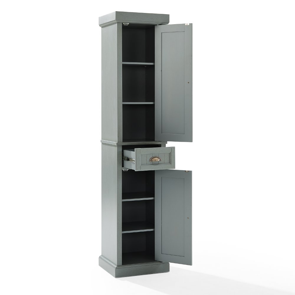 Seaside Distressed Gray Tall Linen Cabinet