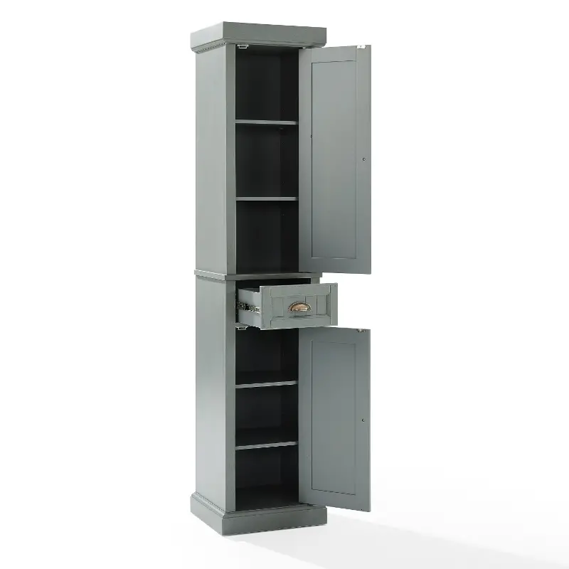 Seaside Distressed Gray Tall Linen Cabinet