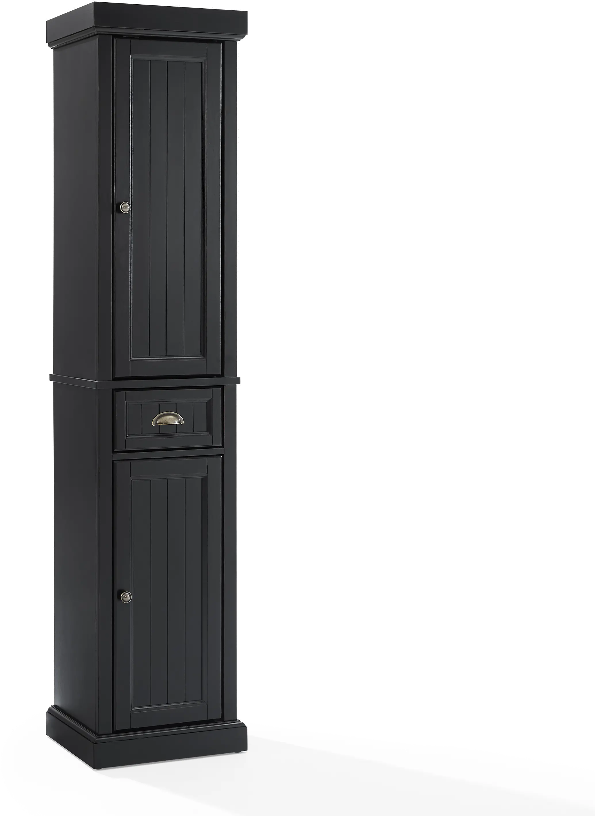 CF7019-BK Seaside Distressed Black Tall Linen Cabinet-6