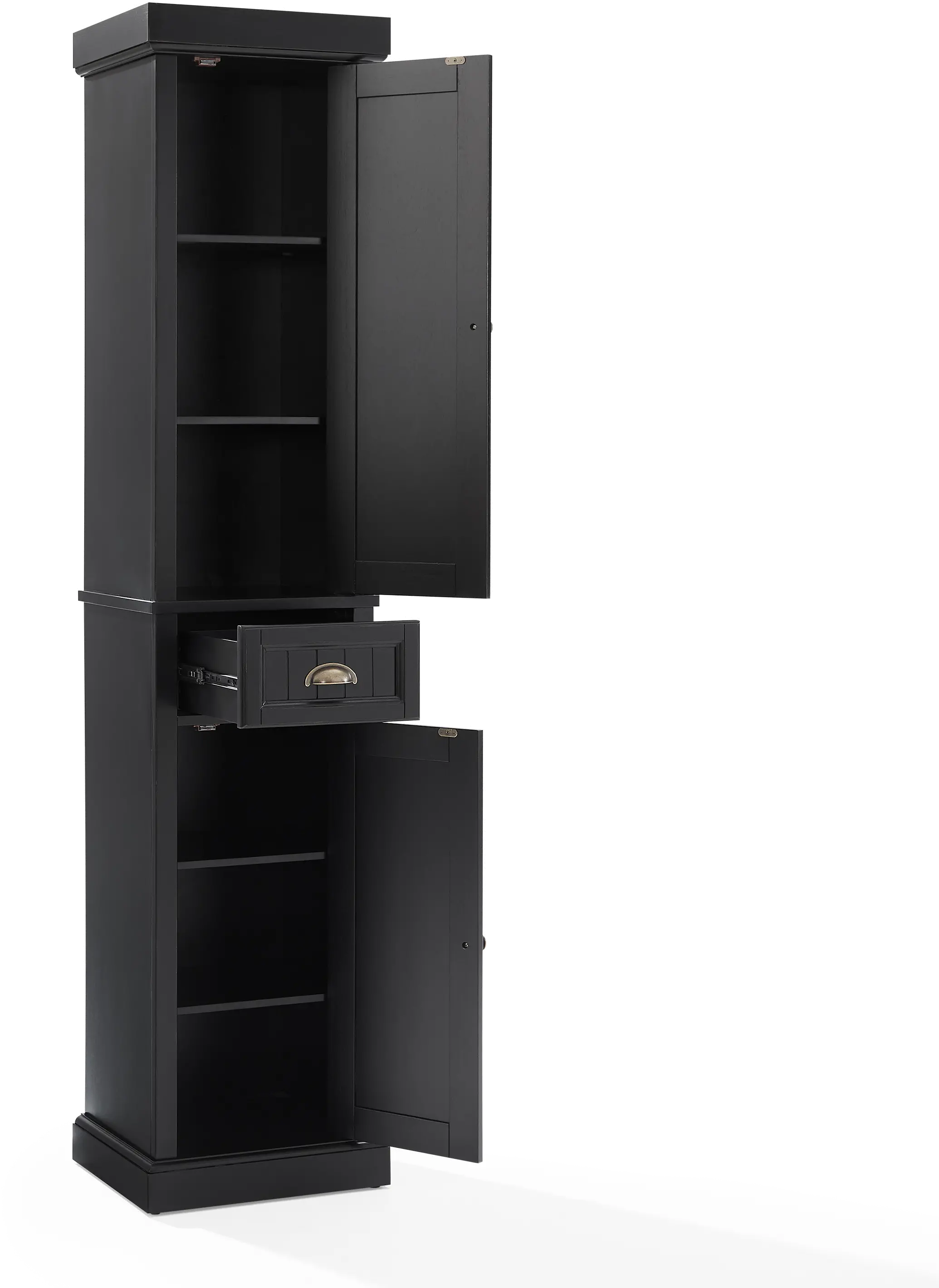 CF7019-BK Seaside Distressed Black Tall Linen Cabinet-7
