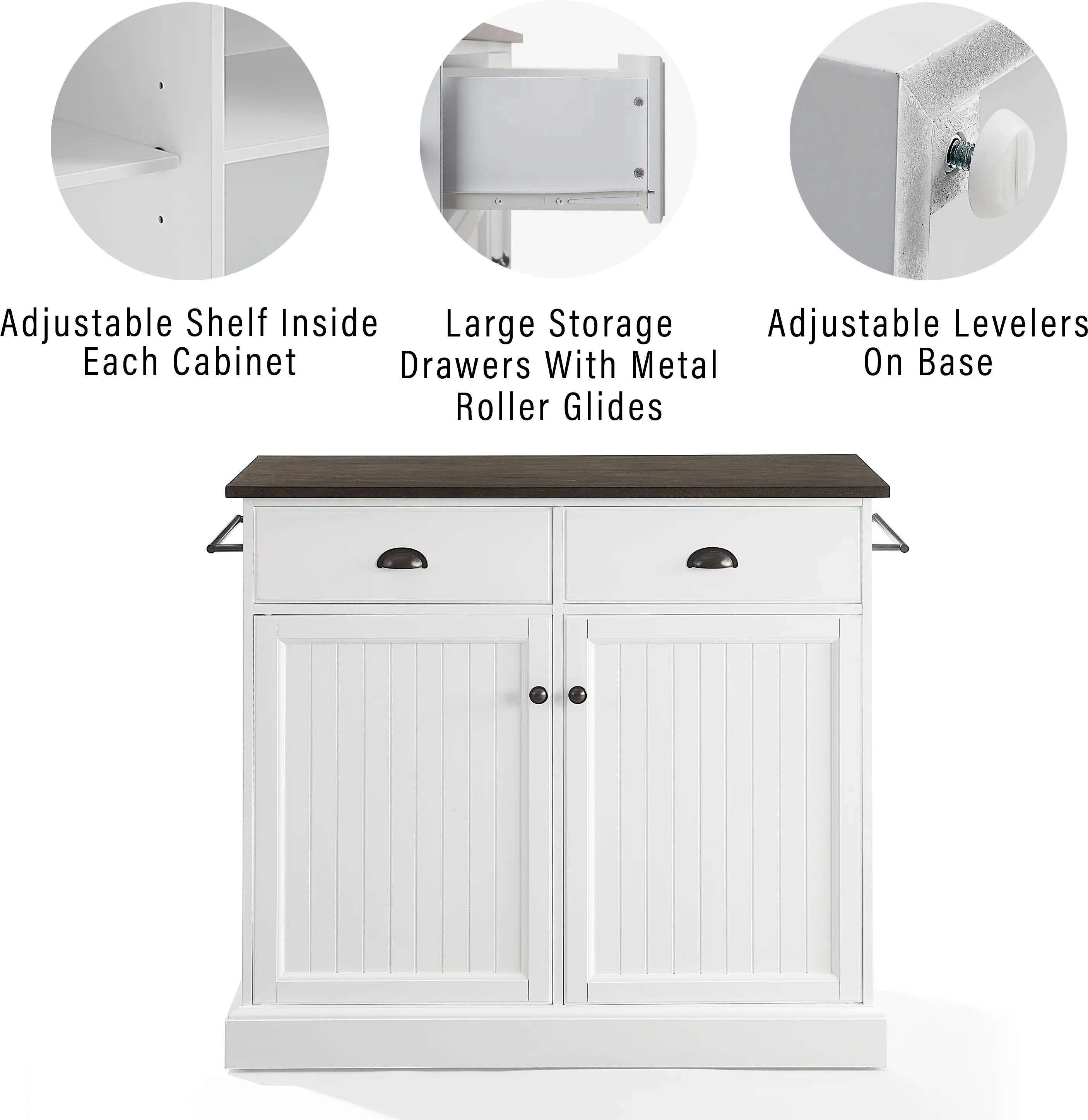 CF3038BR-WH Shoreline White Kitchen Island-6