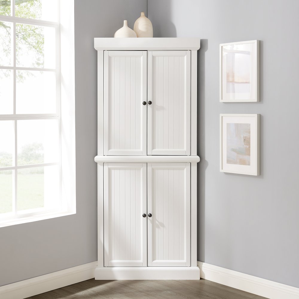 Shoreline White Corner Pantry Cabinet