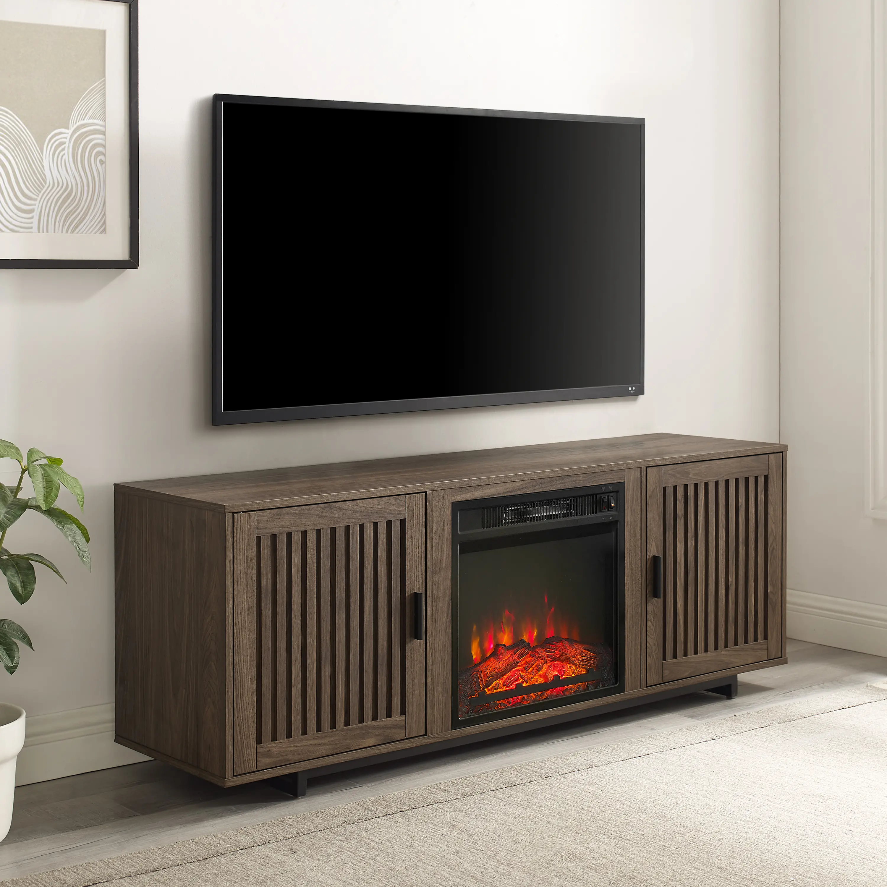 KF100858WA Silas 58  Walnut TV Stand with Fireplace-3