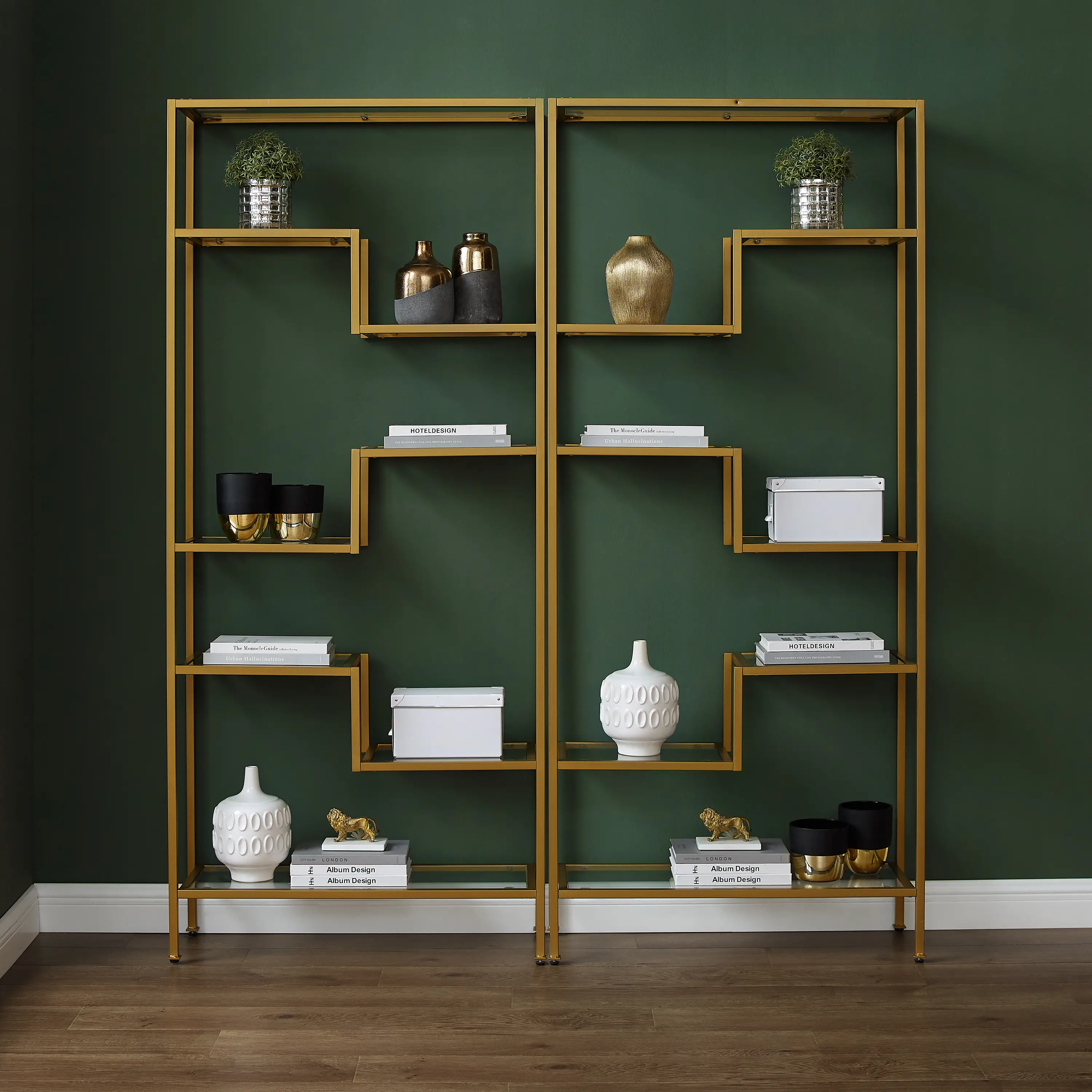 KF13051GL Sloane 2-Piece Gold Metal Bookshelf Set-2