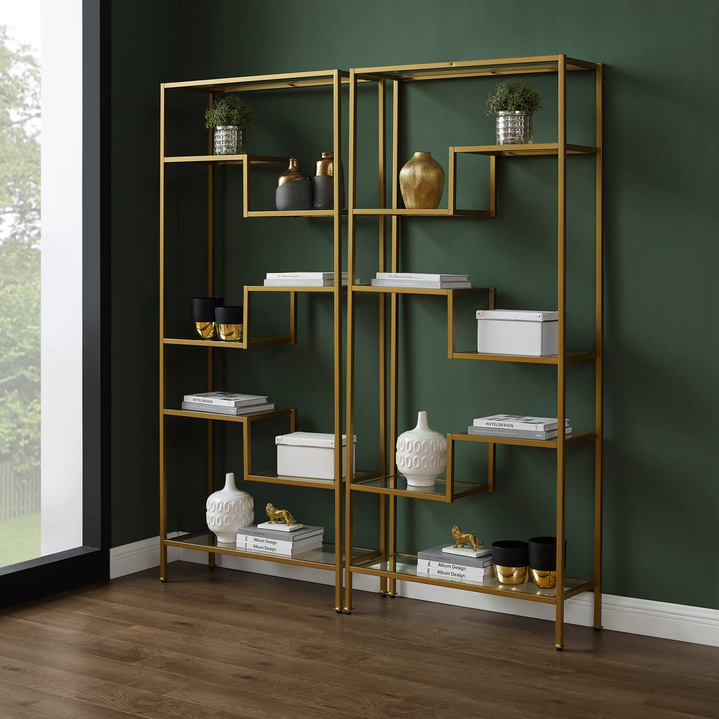 KF13051GL Sloane 2-Piece Gold Metal Bookshelf Set-3