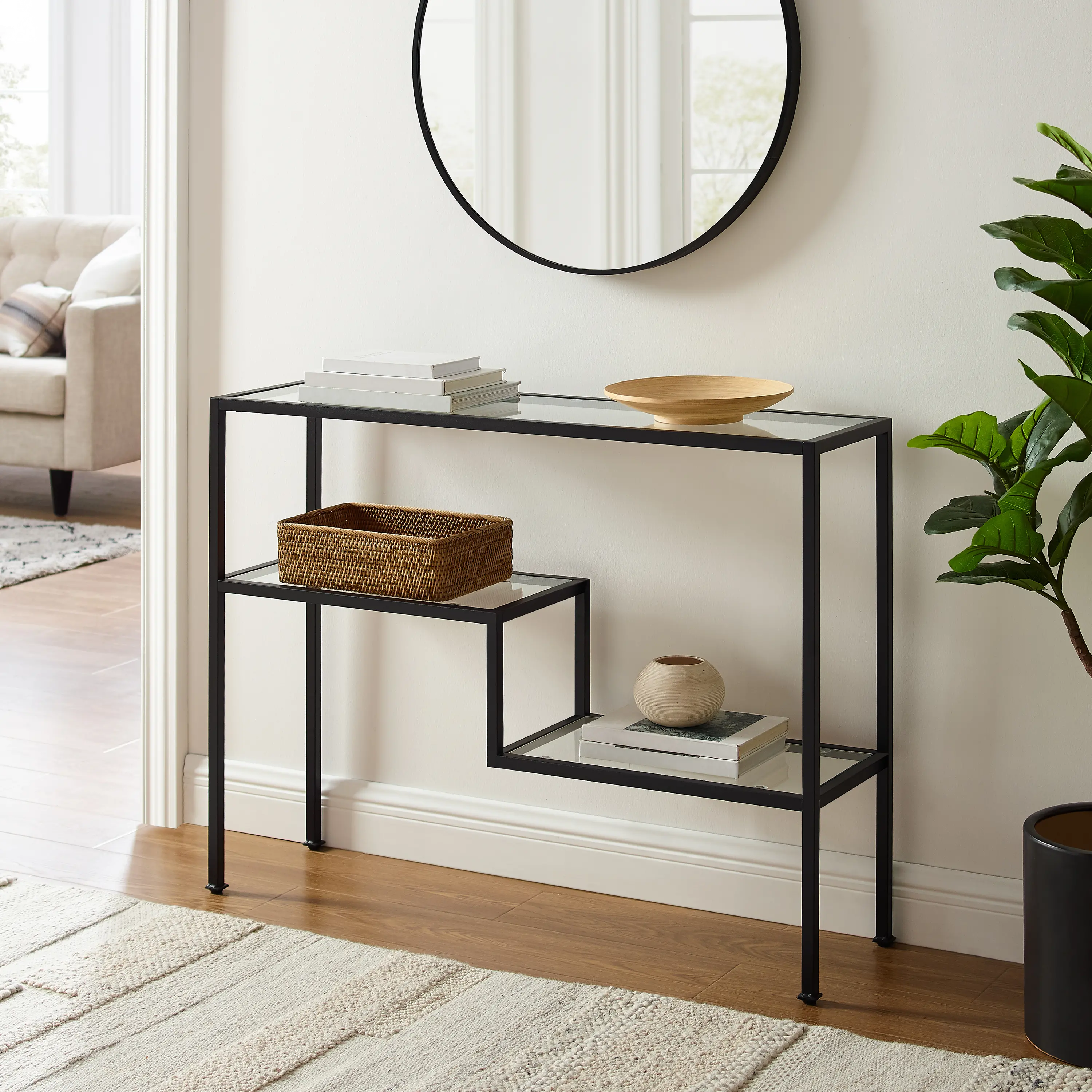 CF1124-MB Sloane Black Metal Console Table-3