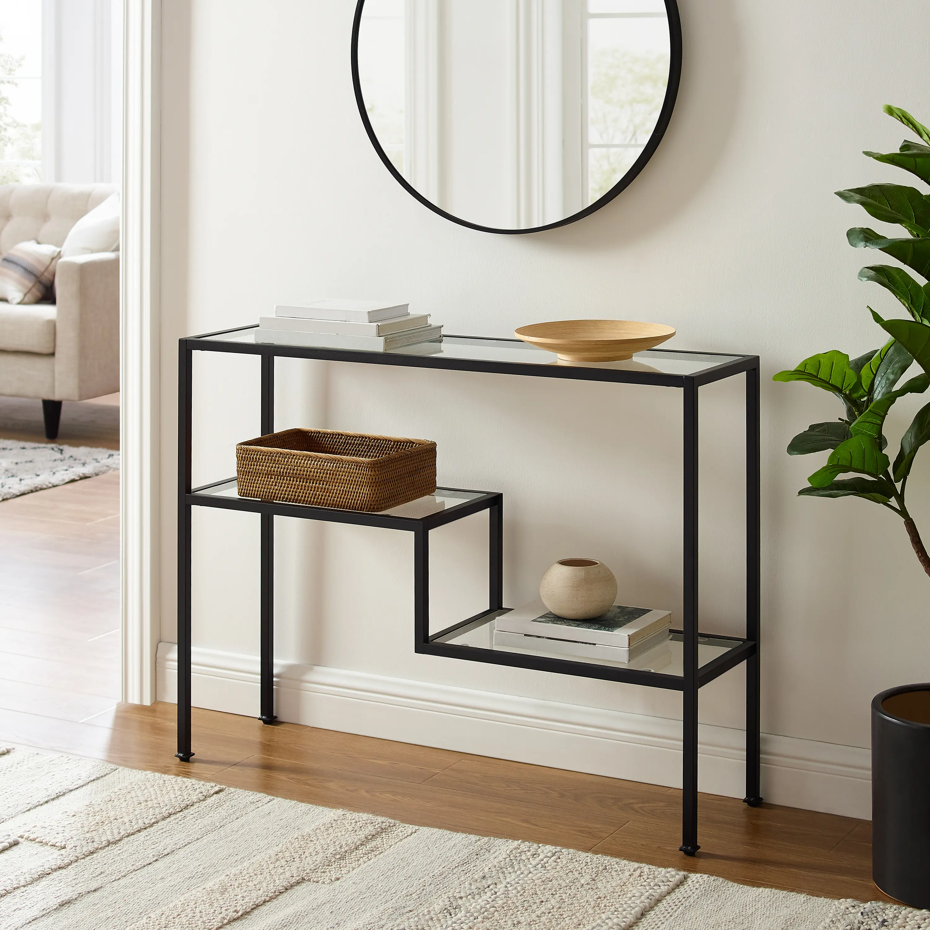 CF1124-MB Sloane Black Metal Console Table-2
