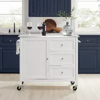 KF30090SS-WH Soren White Kitchen Island with Stainless Steel Top