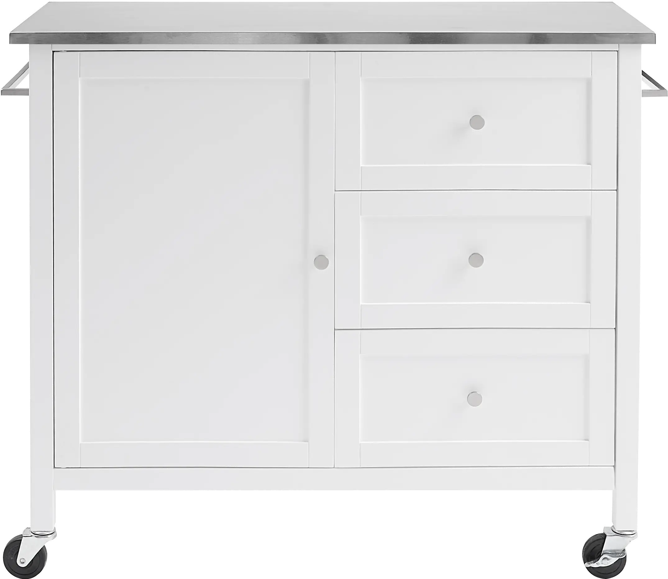 KF30090SS-WH Soren White Kitchen Island with Stainless Steel Top-1