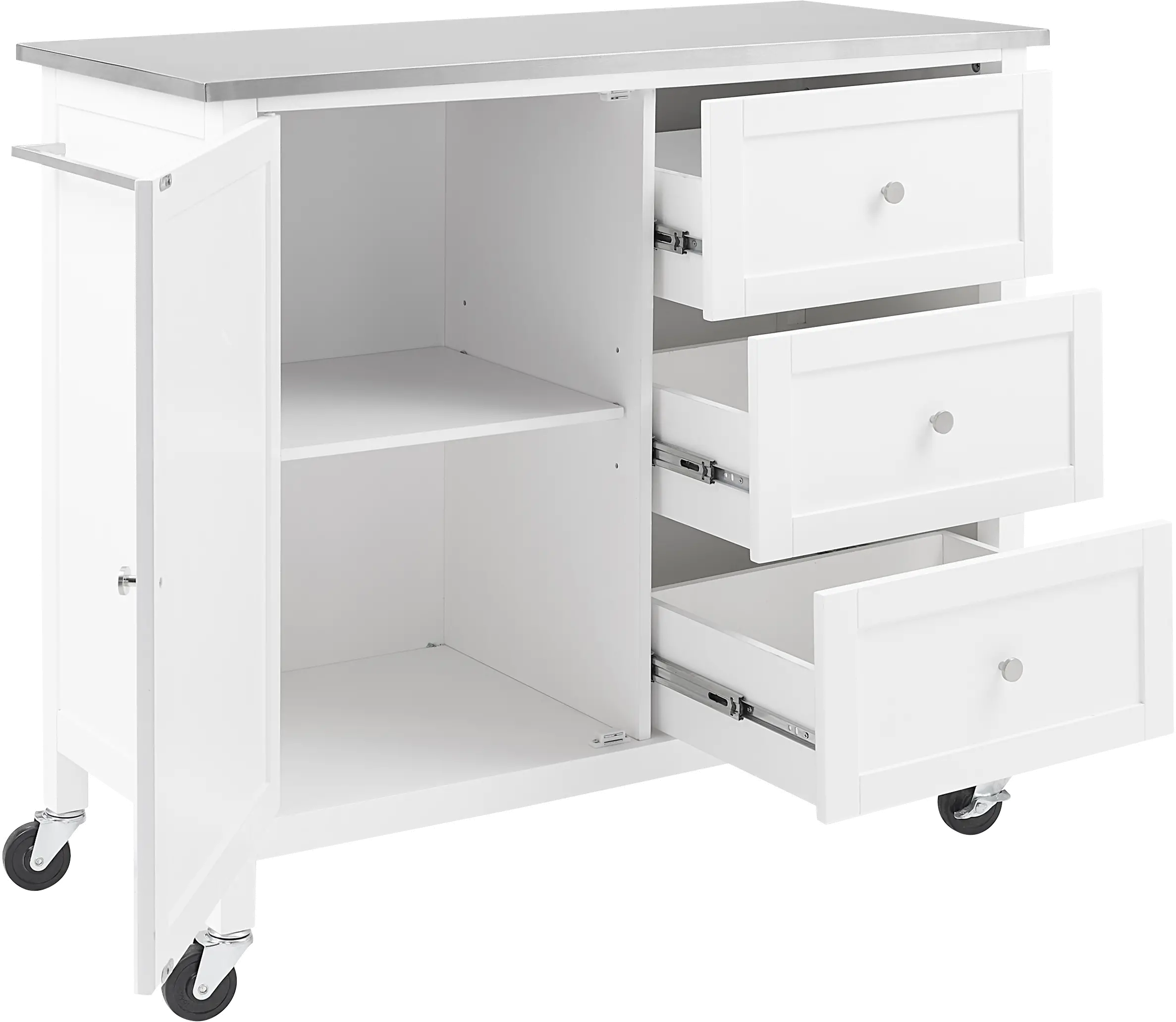 KF30090SS-WH Soren White Kitchen Island with Stainless Steel Top-5