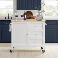 KF30090NA-WH Soren White Kitchen Island with Wood Top