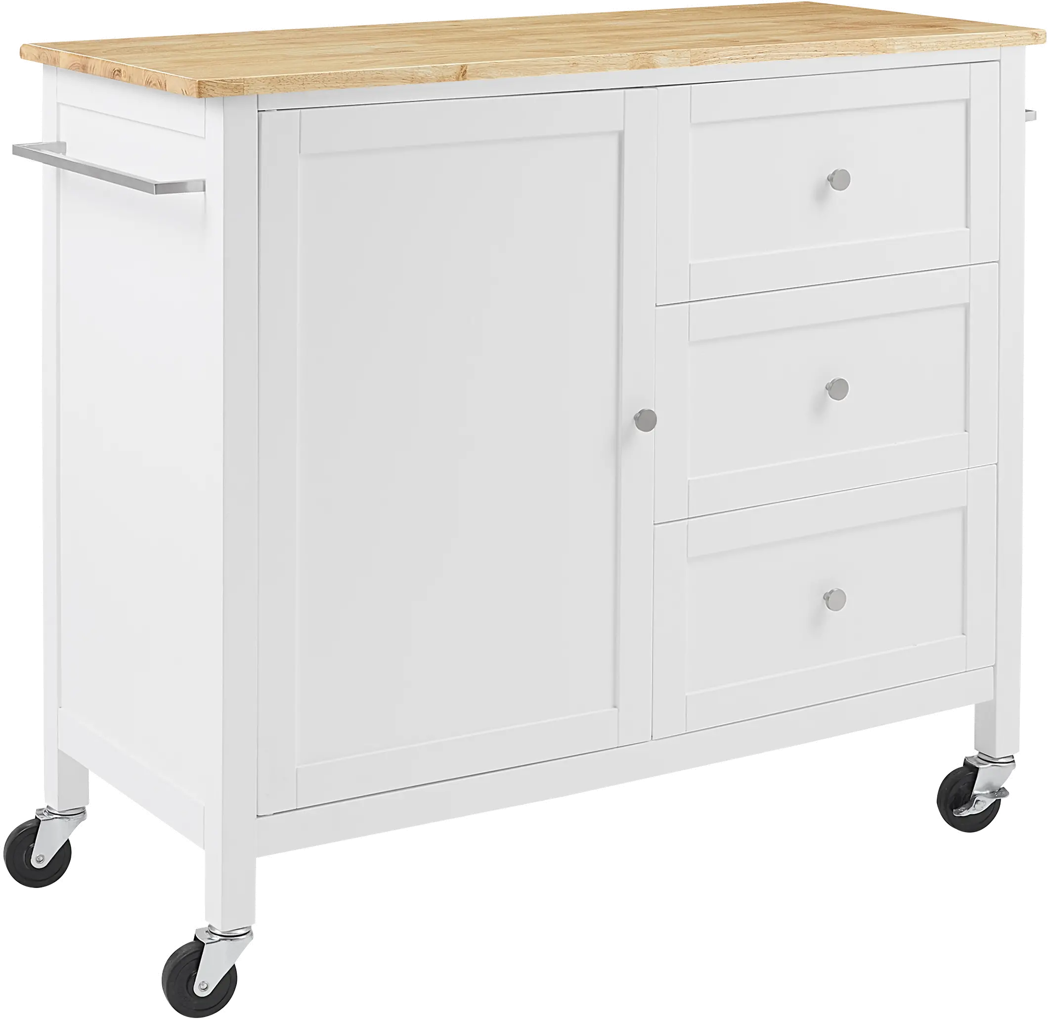 KF30090NA-WH Soren White Kitchen Island with Wood Top-1
