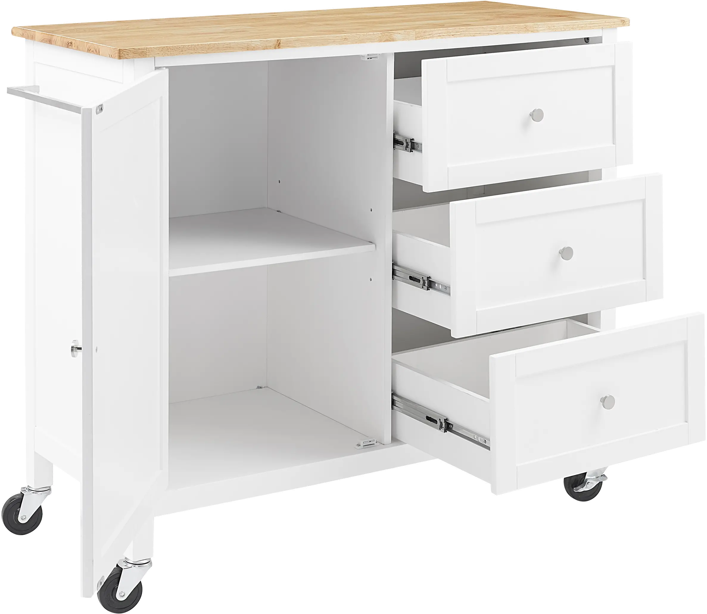 KF30090NA-WH Soren White Kitchen Island with Wood Top-5