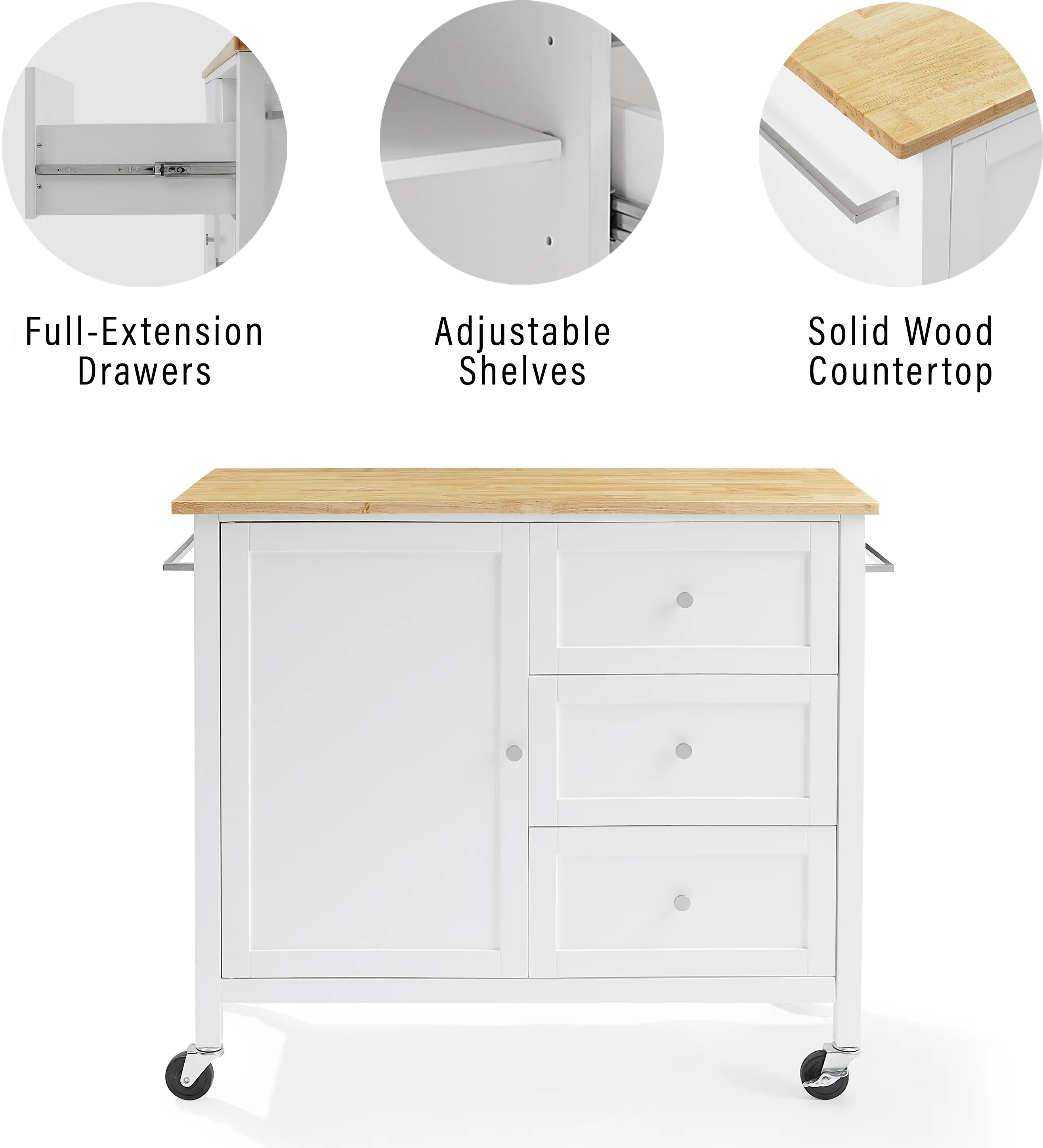 KF30090NA-WH Soren White Kitchen Island with Wood Top-6