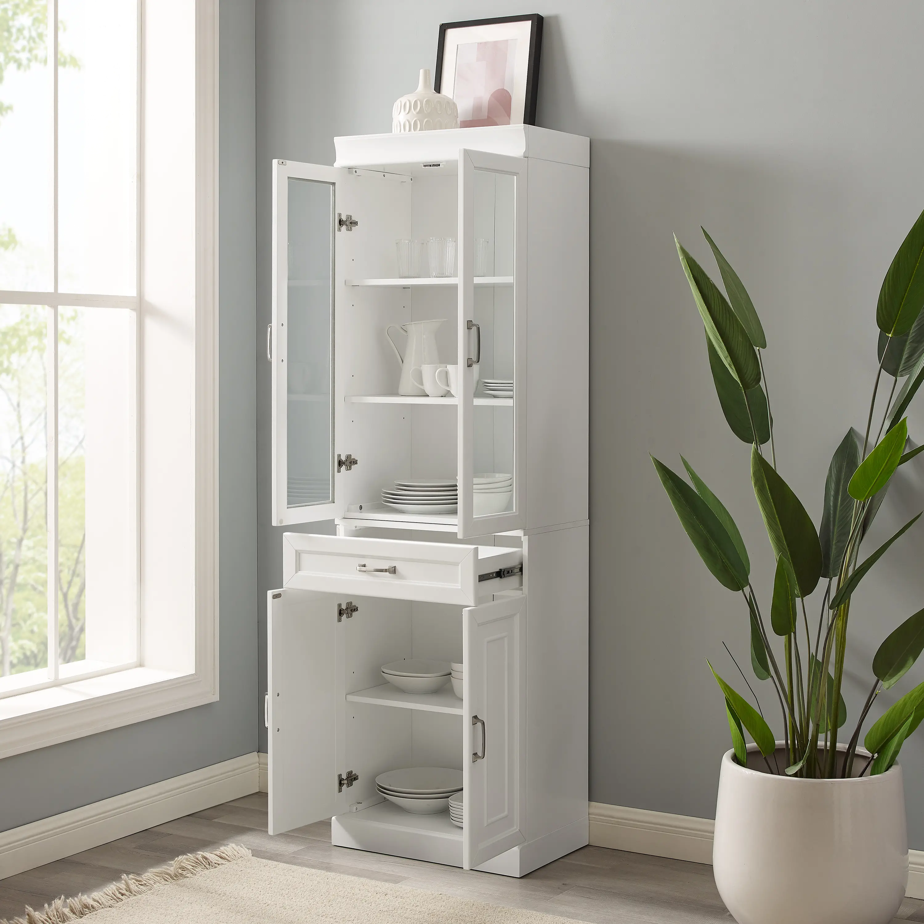 KF33032WH Stanton White Glass Door Pantry-3