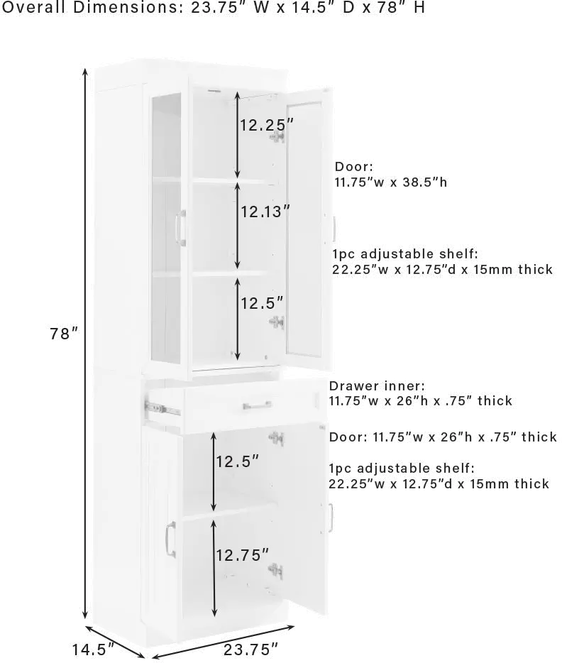 KF33032WH Stanton White Glass Door Pantry-9