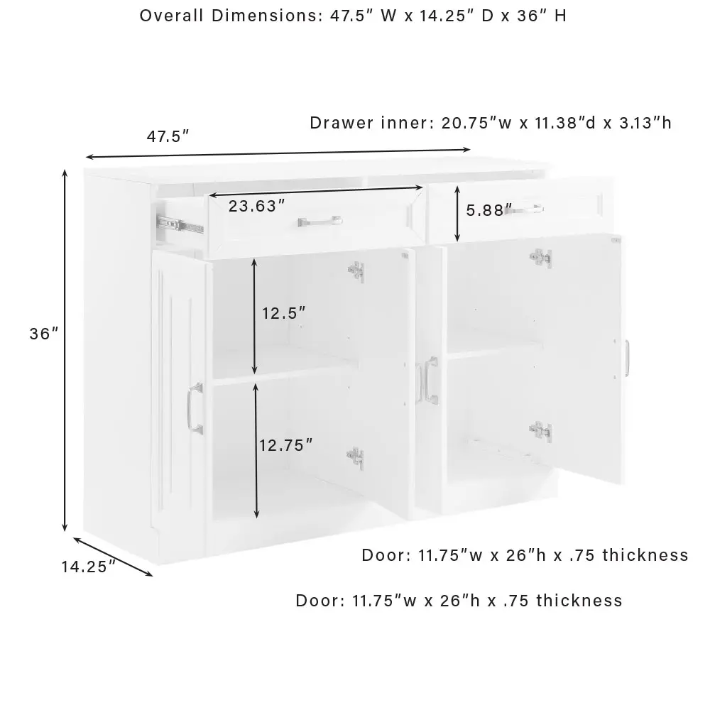 CF4213-WH Stanton White Dining Room Sideboard-8