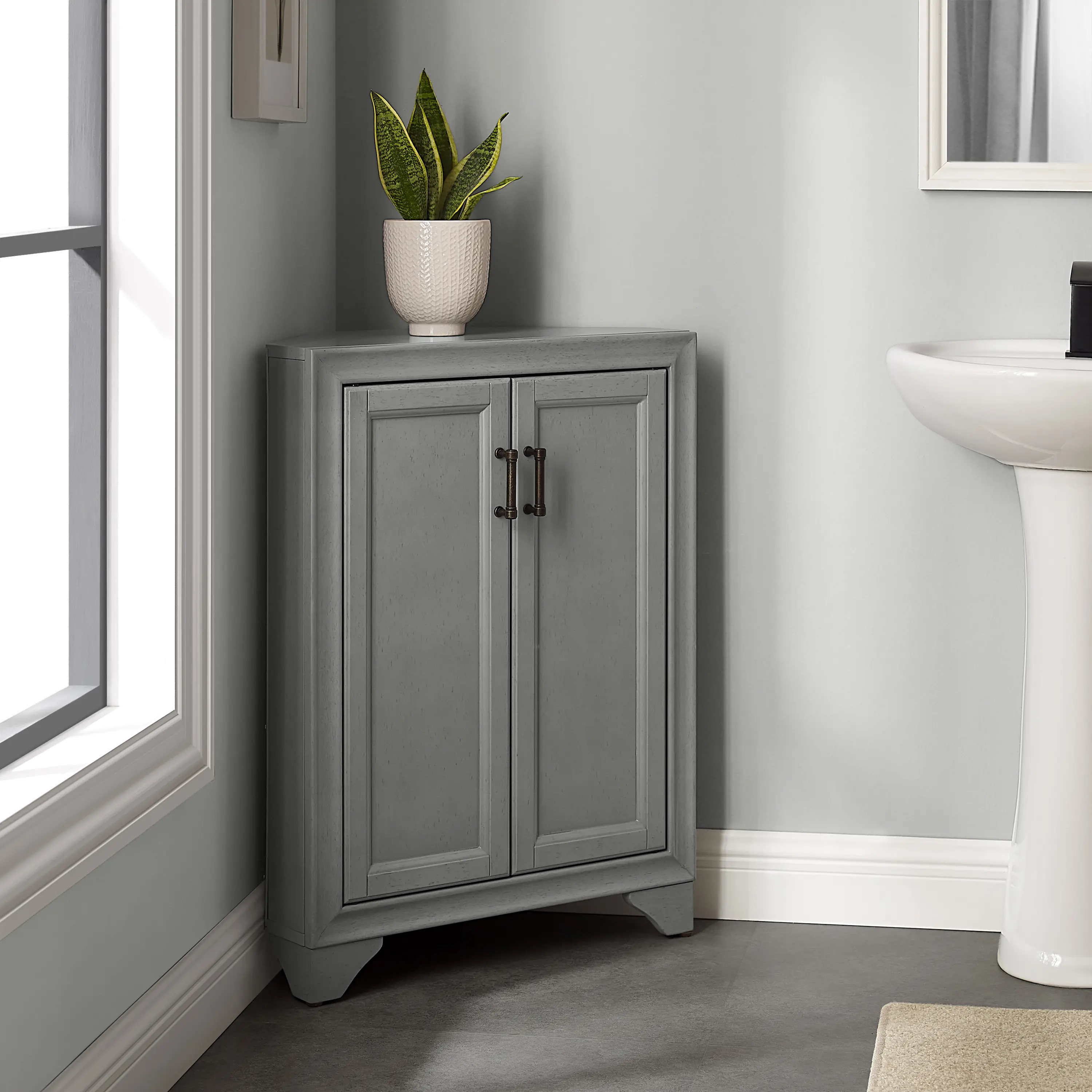 CF7031-GY Tara Gray Corner Storage Cabinet-2