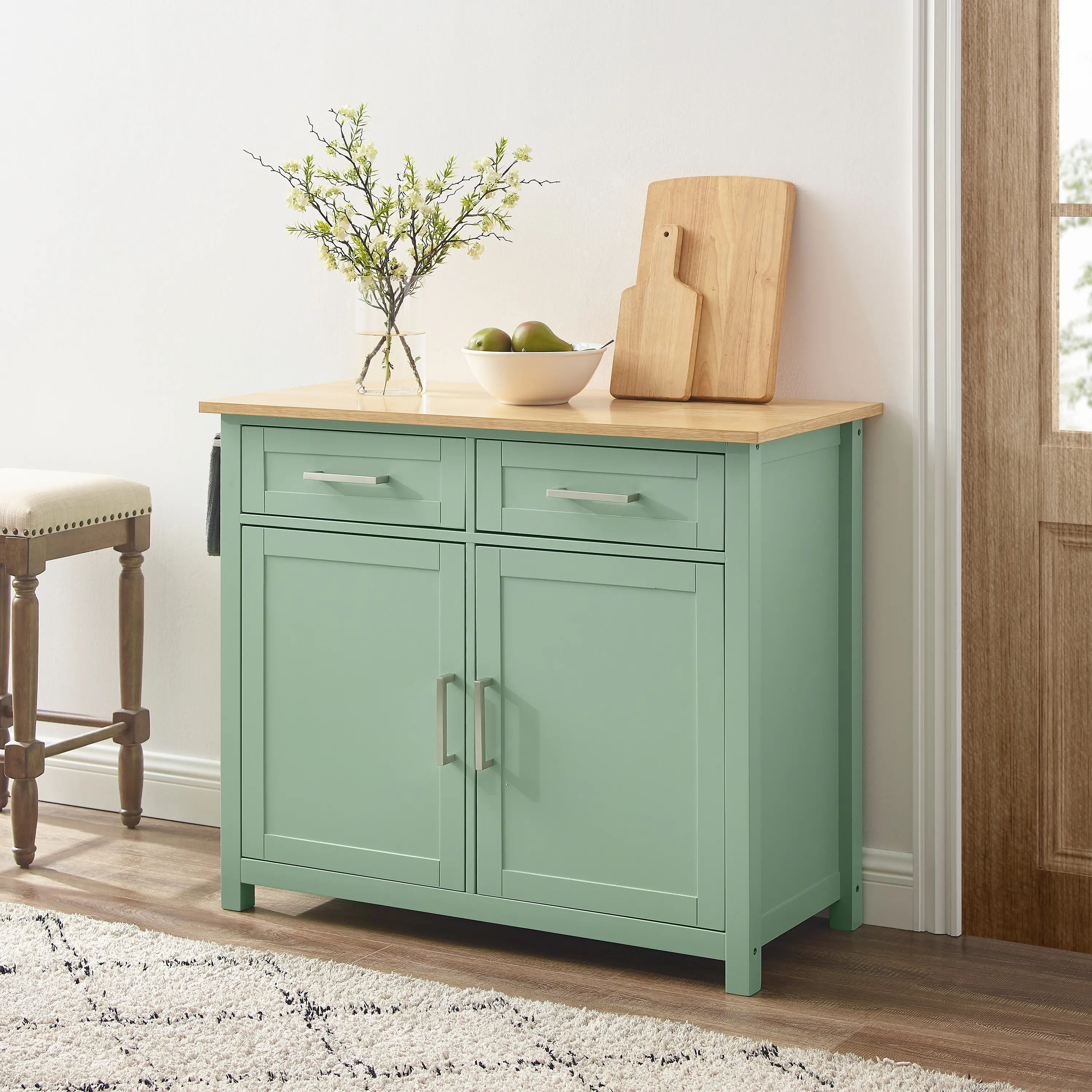 CF3034NA-MN Tristan Green Kitchen Island-2