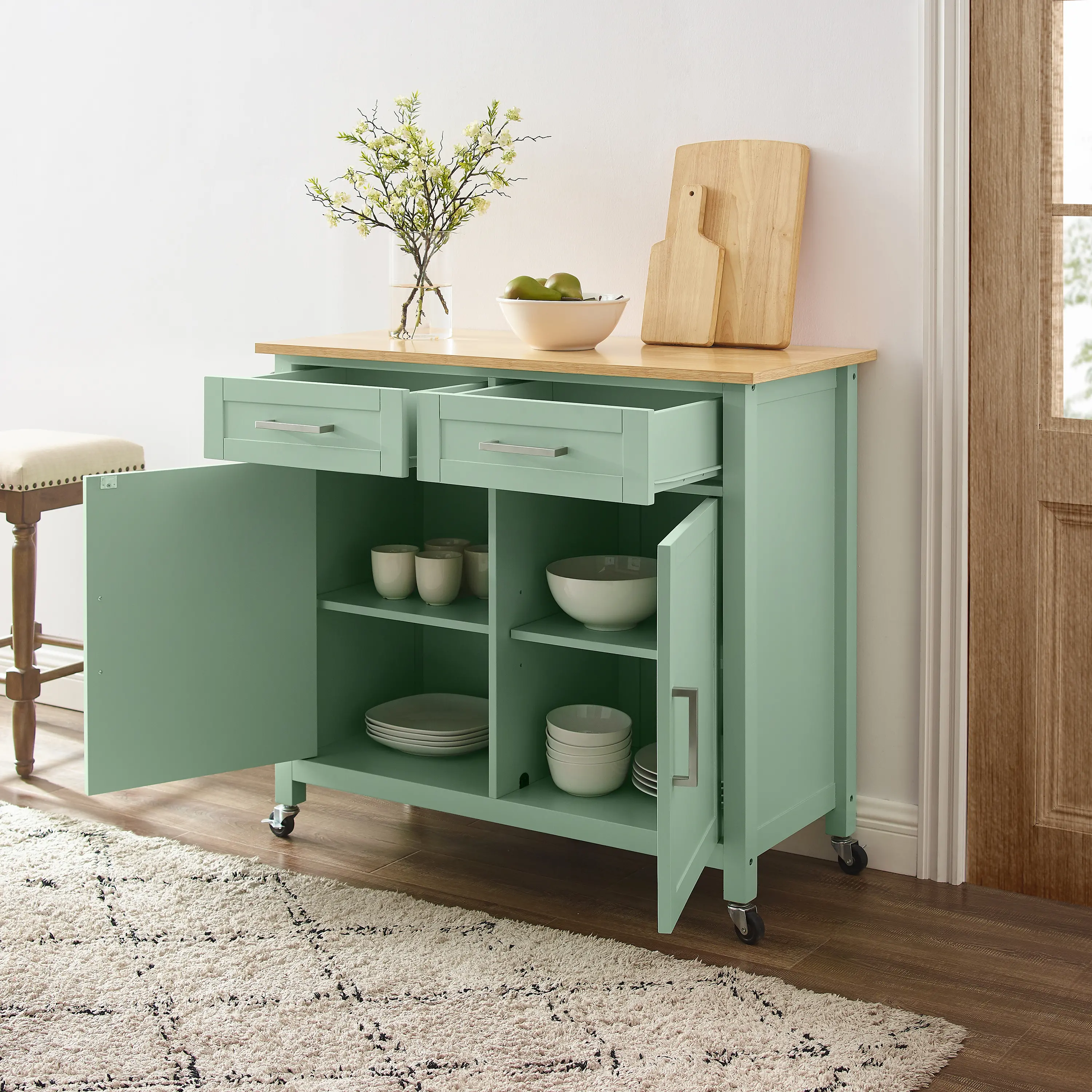 CF3034NA-MN Tristan Green Kitchen Island-3