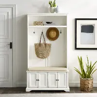 CF6039-WH Holbrook Distressed White Hall Tree