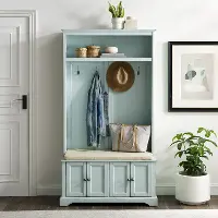 CF6039-BL Holbrook Distressed Seafoam Blue Hall Tree