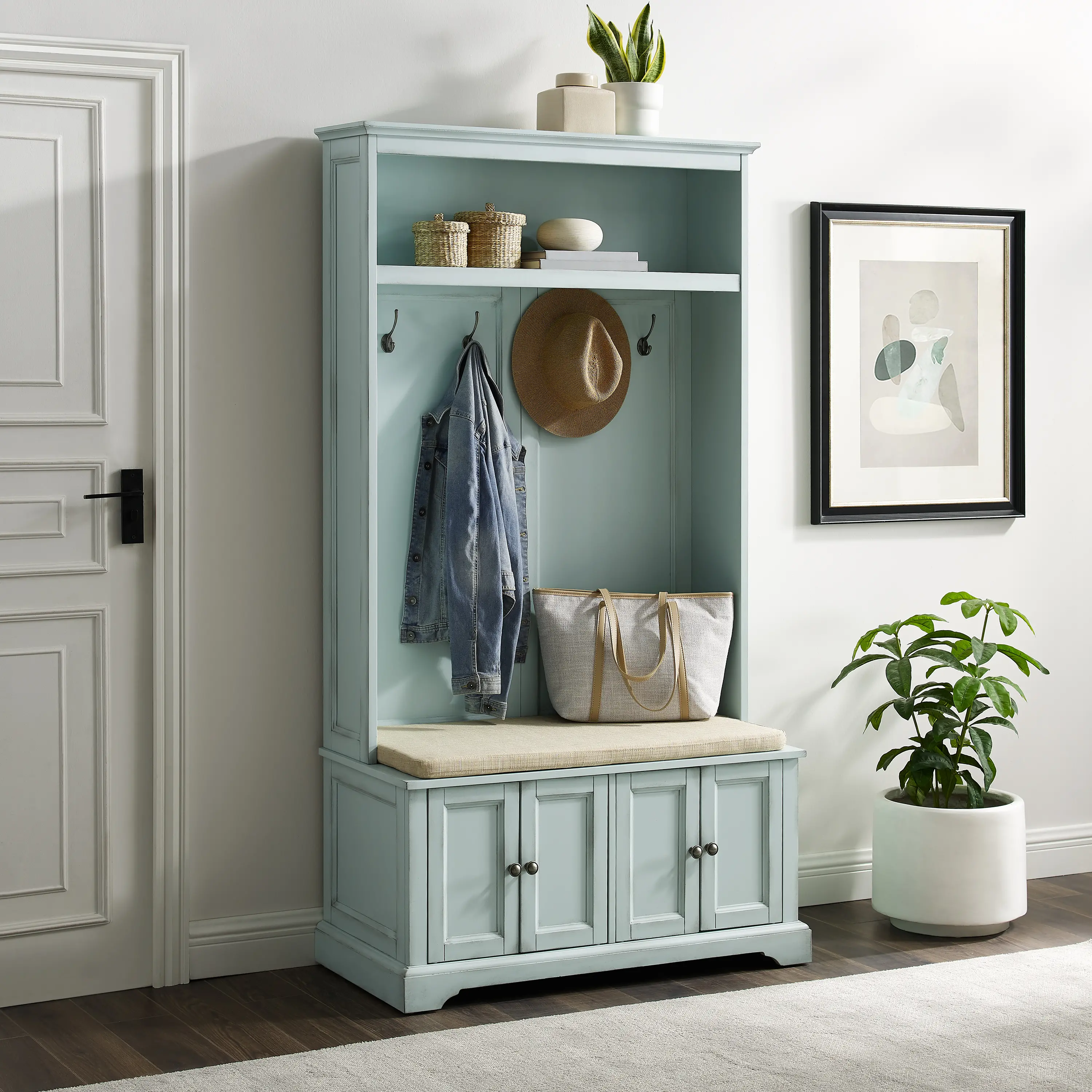 CF6039-BL Holbrook Distressed Seafoam Blue Hall Tree-2