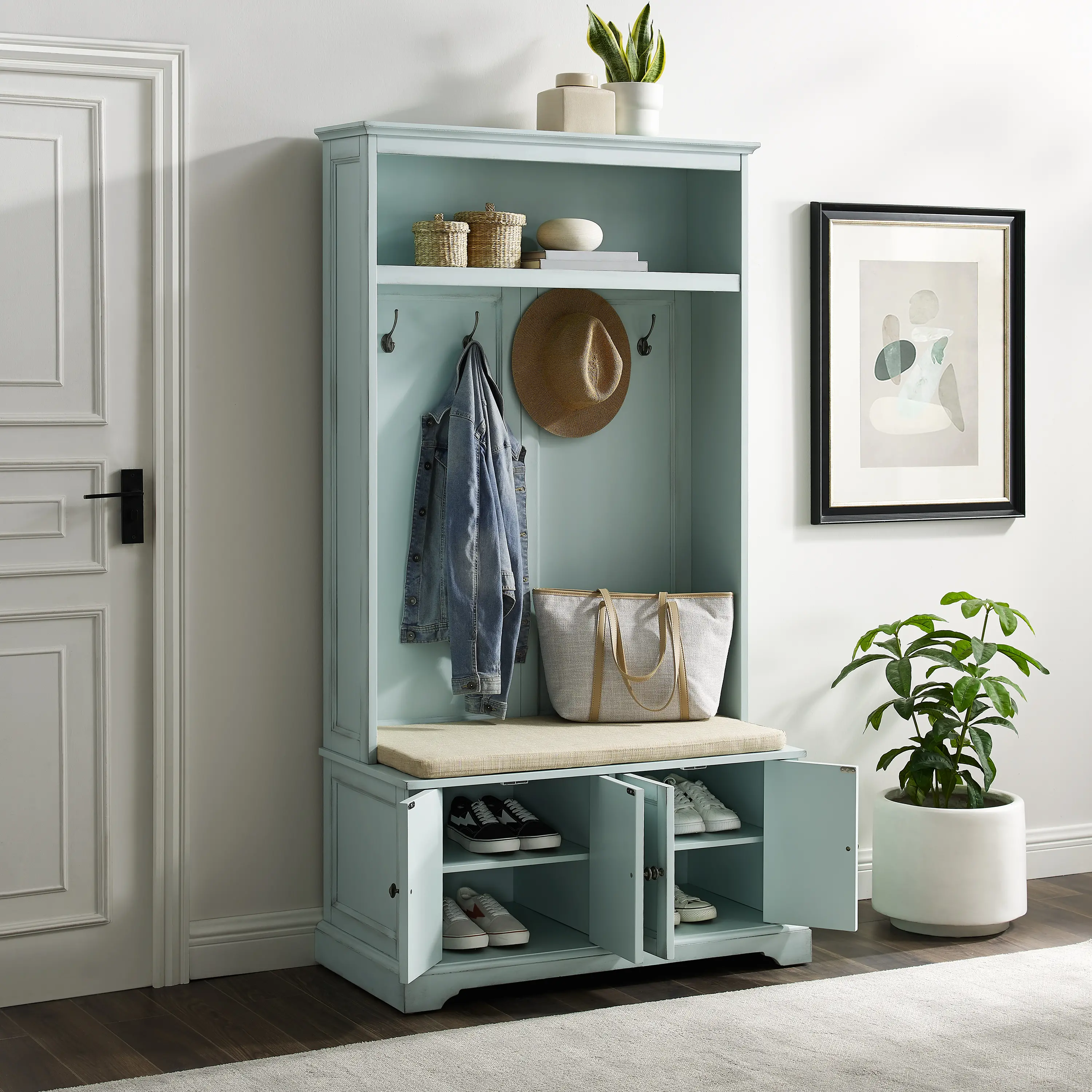 CF6039-BL Holbrook Distressed Seafoam Blue Hall Tree-3