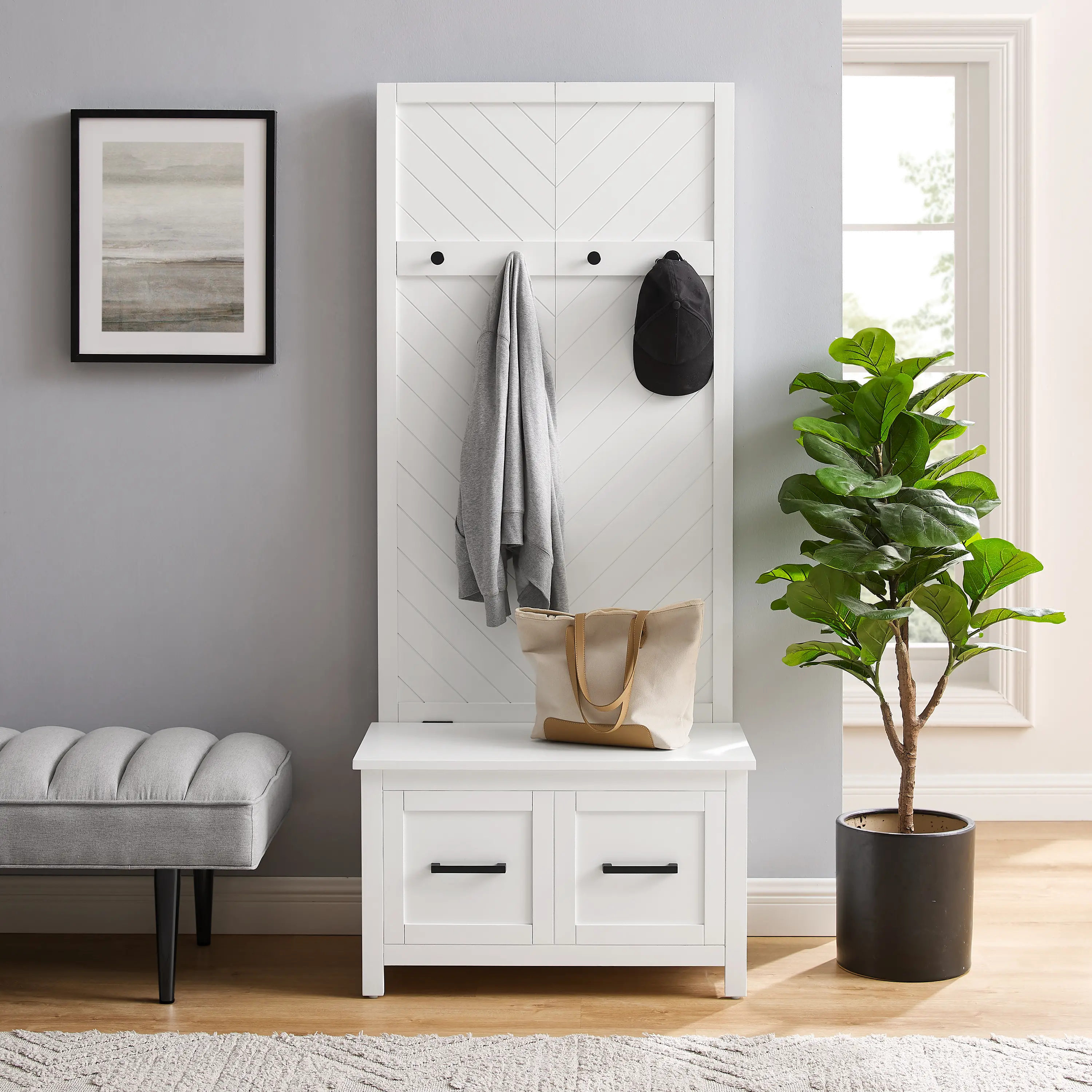 CF6040-WH Kayce White Hall Tree-2