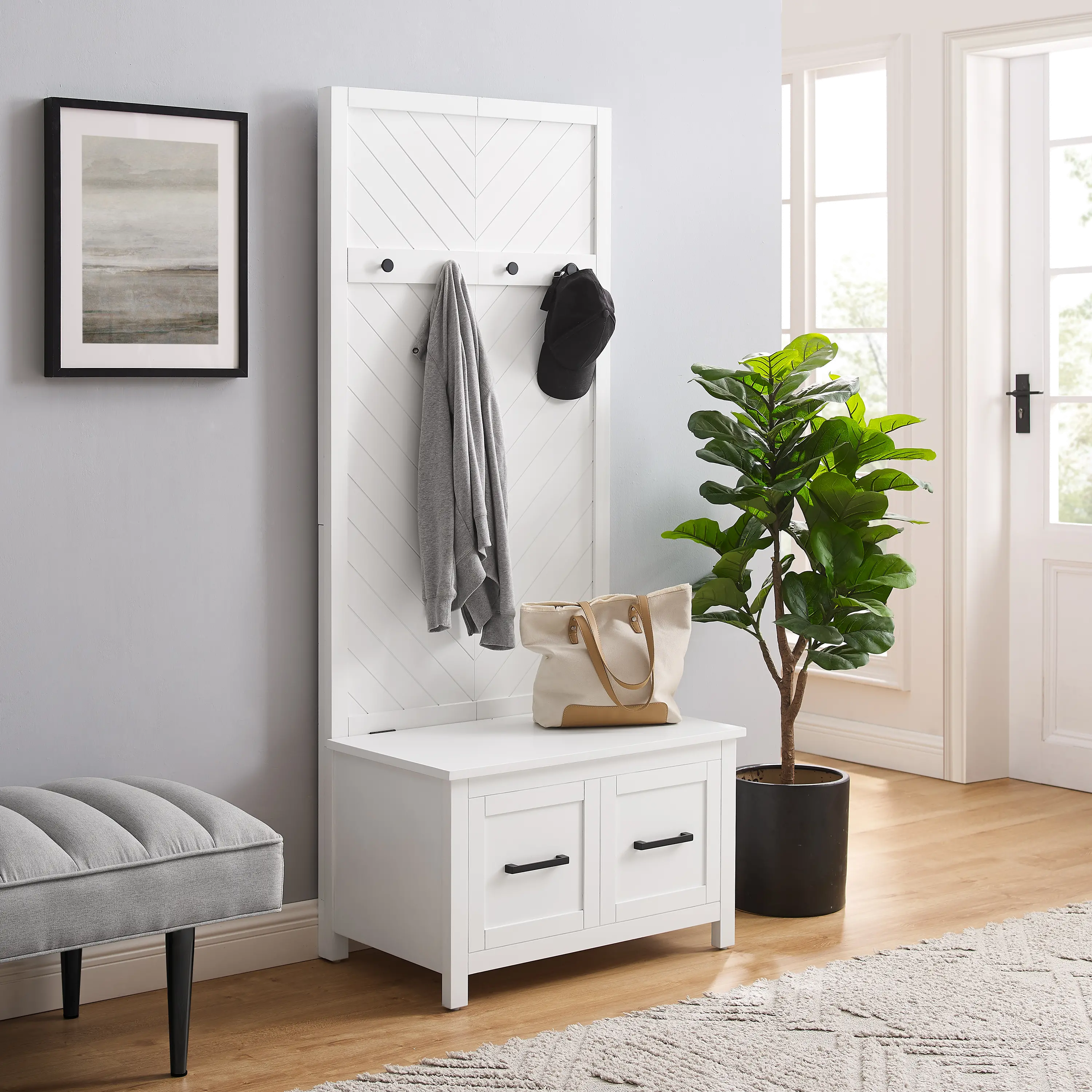 CF6040-WH Kayce White Hall Tree-3