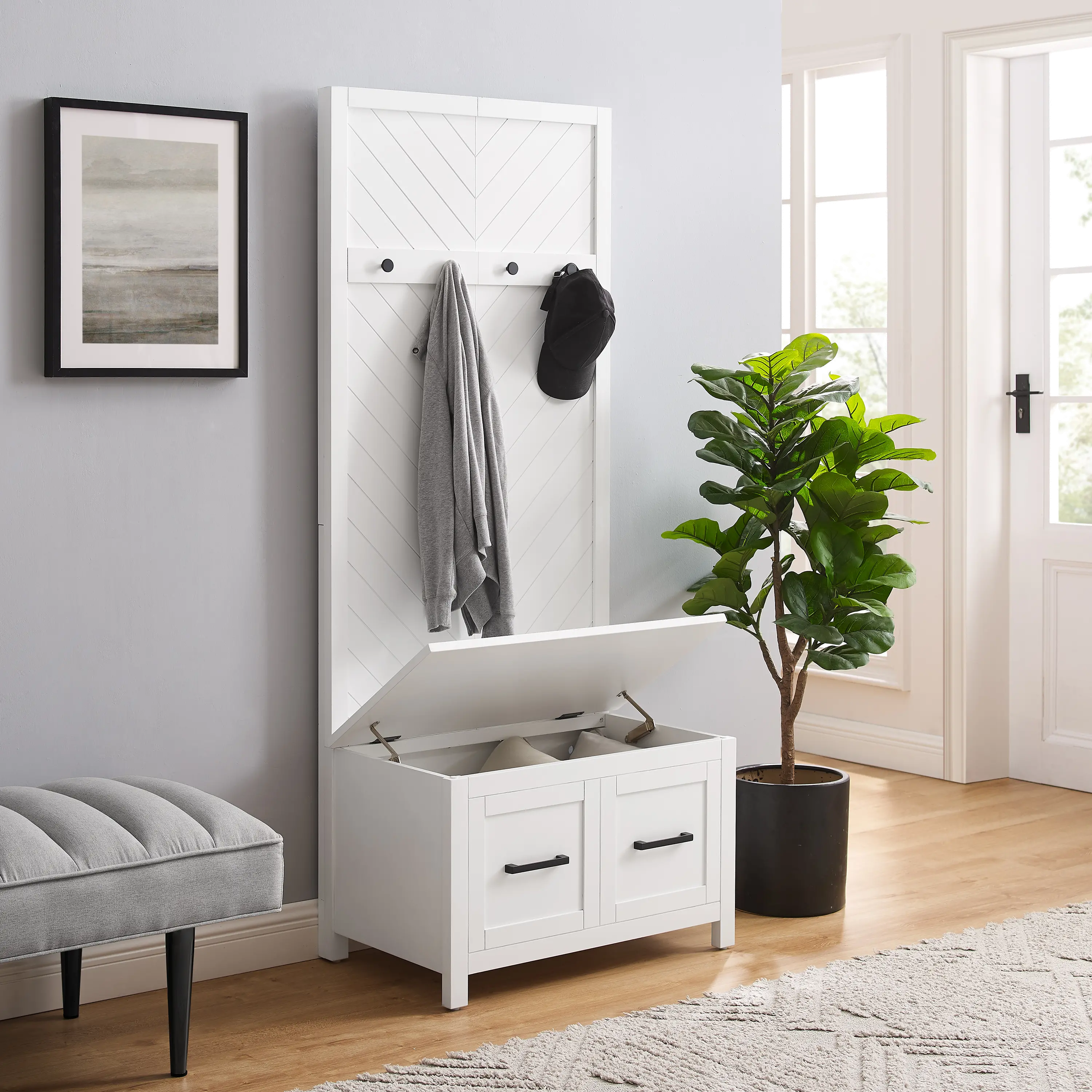 CF6040-WH Kayce White Hall Tree-4