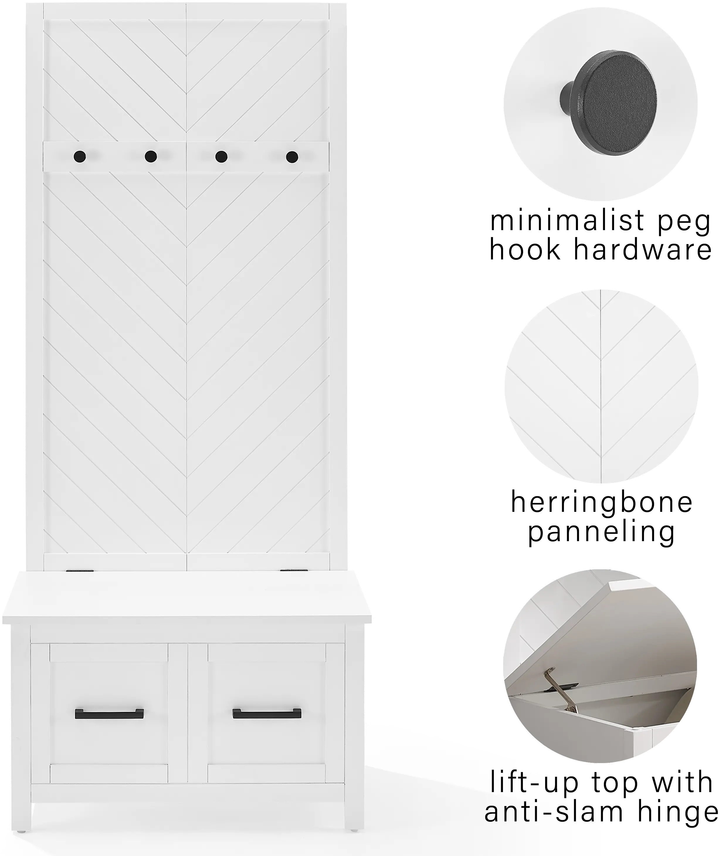 CF6040-WH Kayce White Hall Tree-1