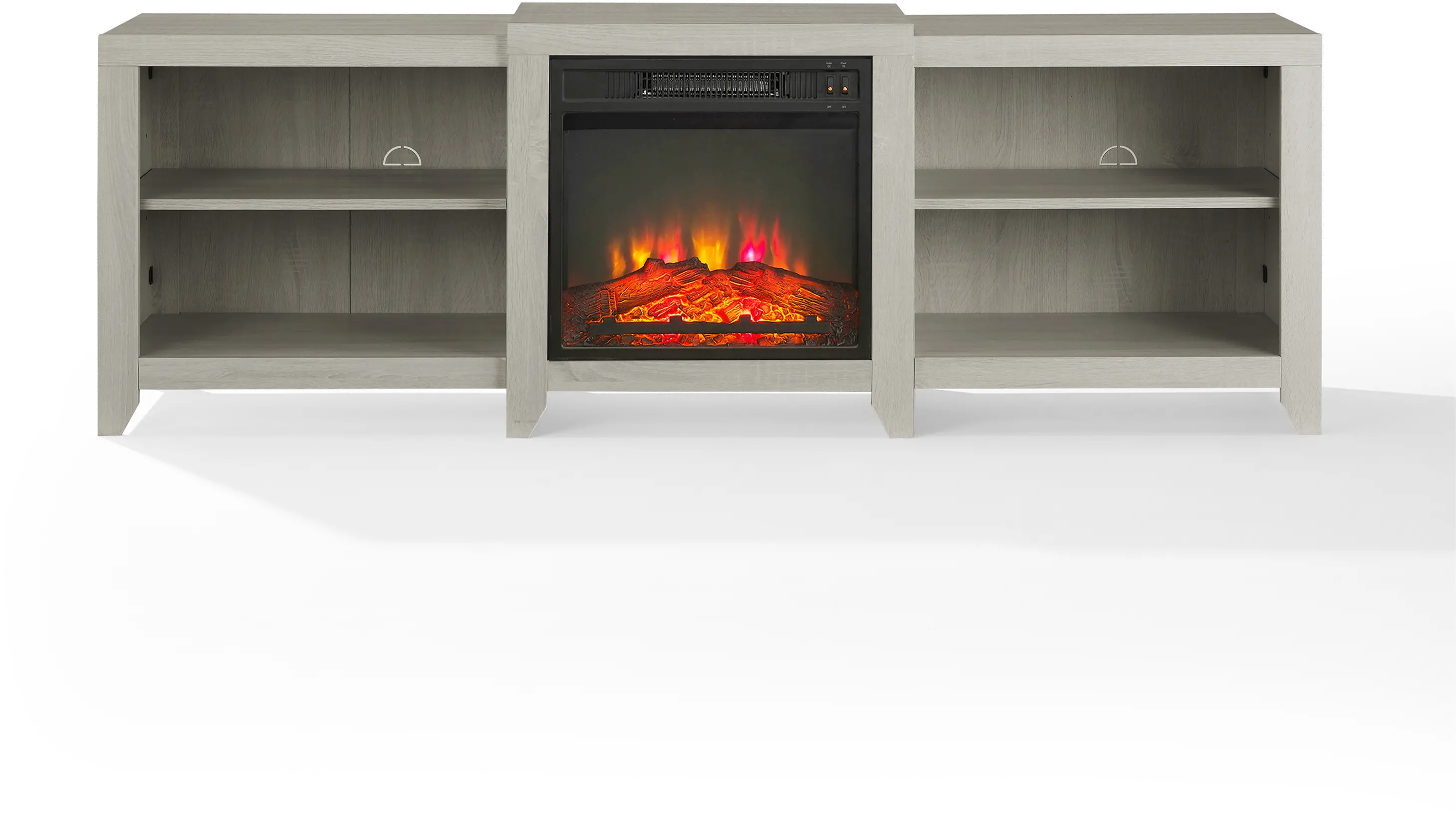 KF100969WW Ronin 69  Whitewash TV Stand with Fireplace-1