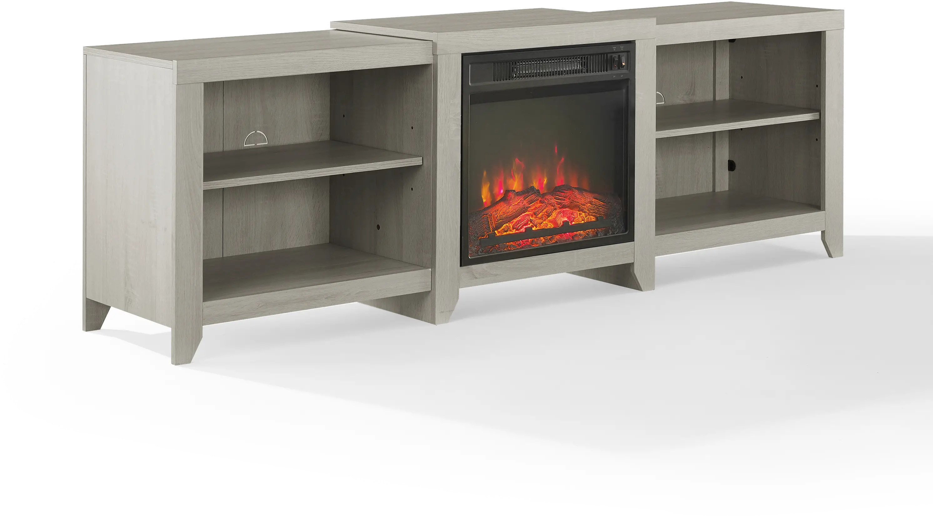 KF100969WW Ronin 69  Whitewash TV Stand with Fireplace-4