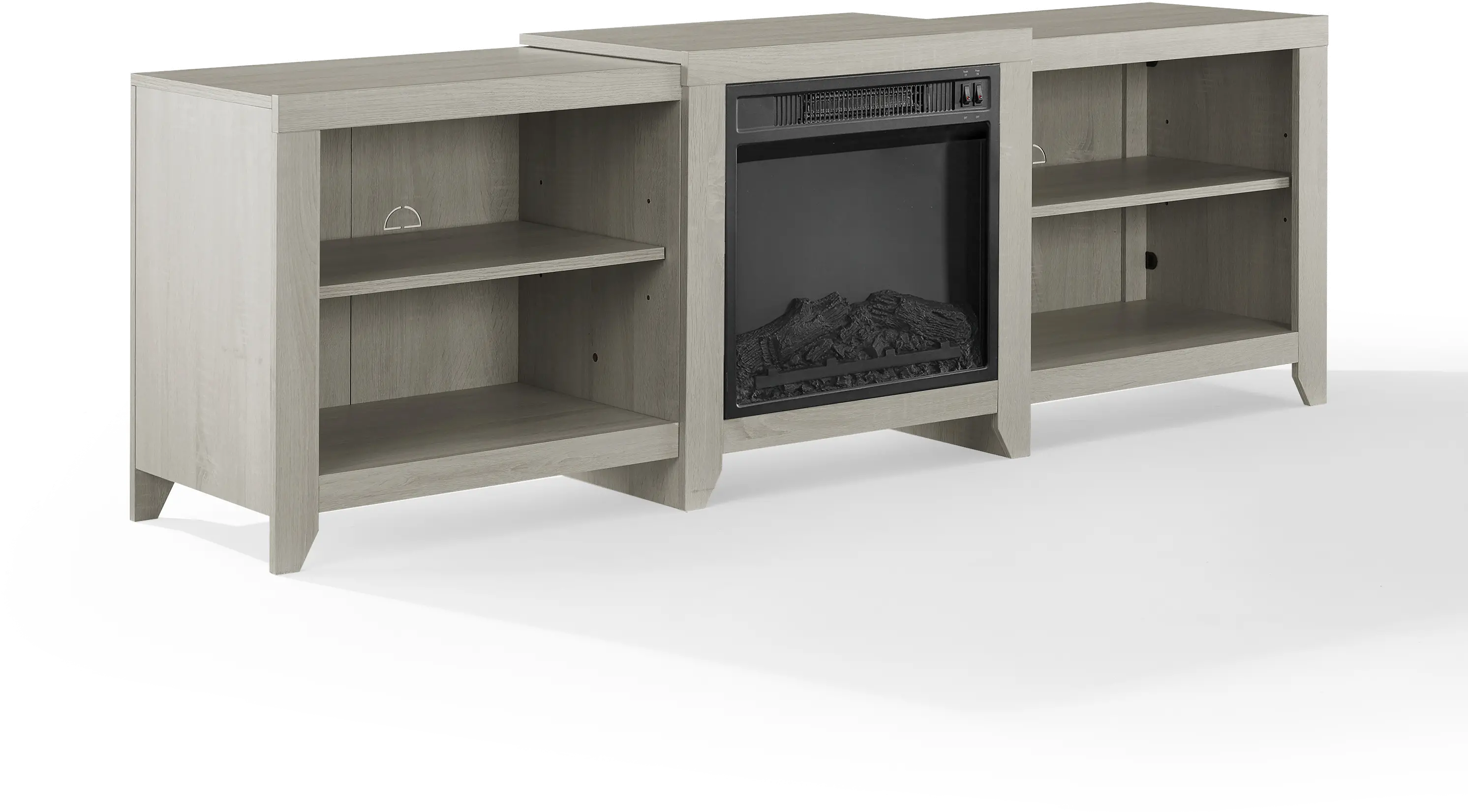 KF100969WW Ronin 69  Whitewash TV Stand with Fireplace-5