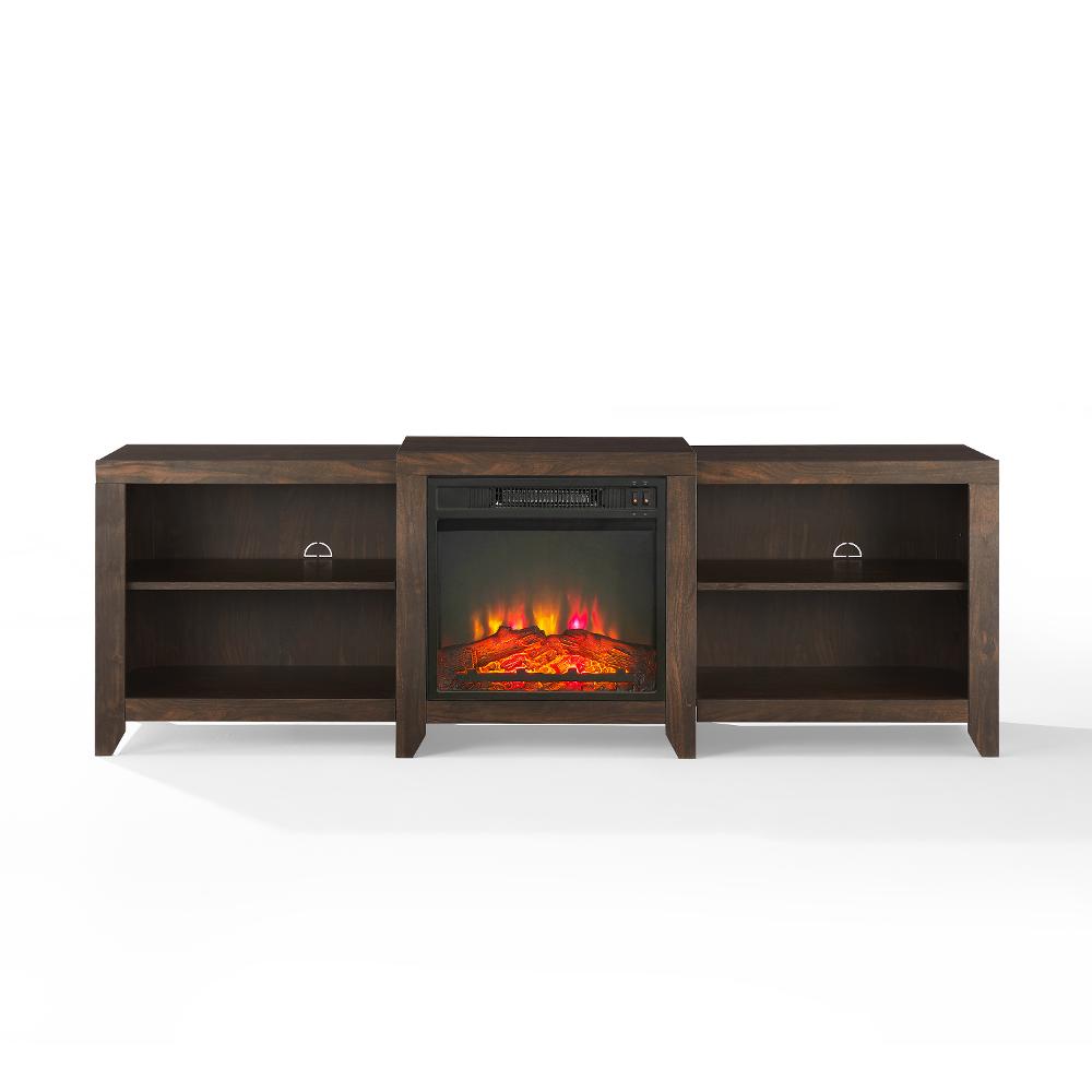 Ronin 69" Walnut TV Stand with Fireplace