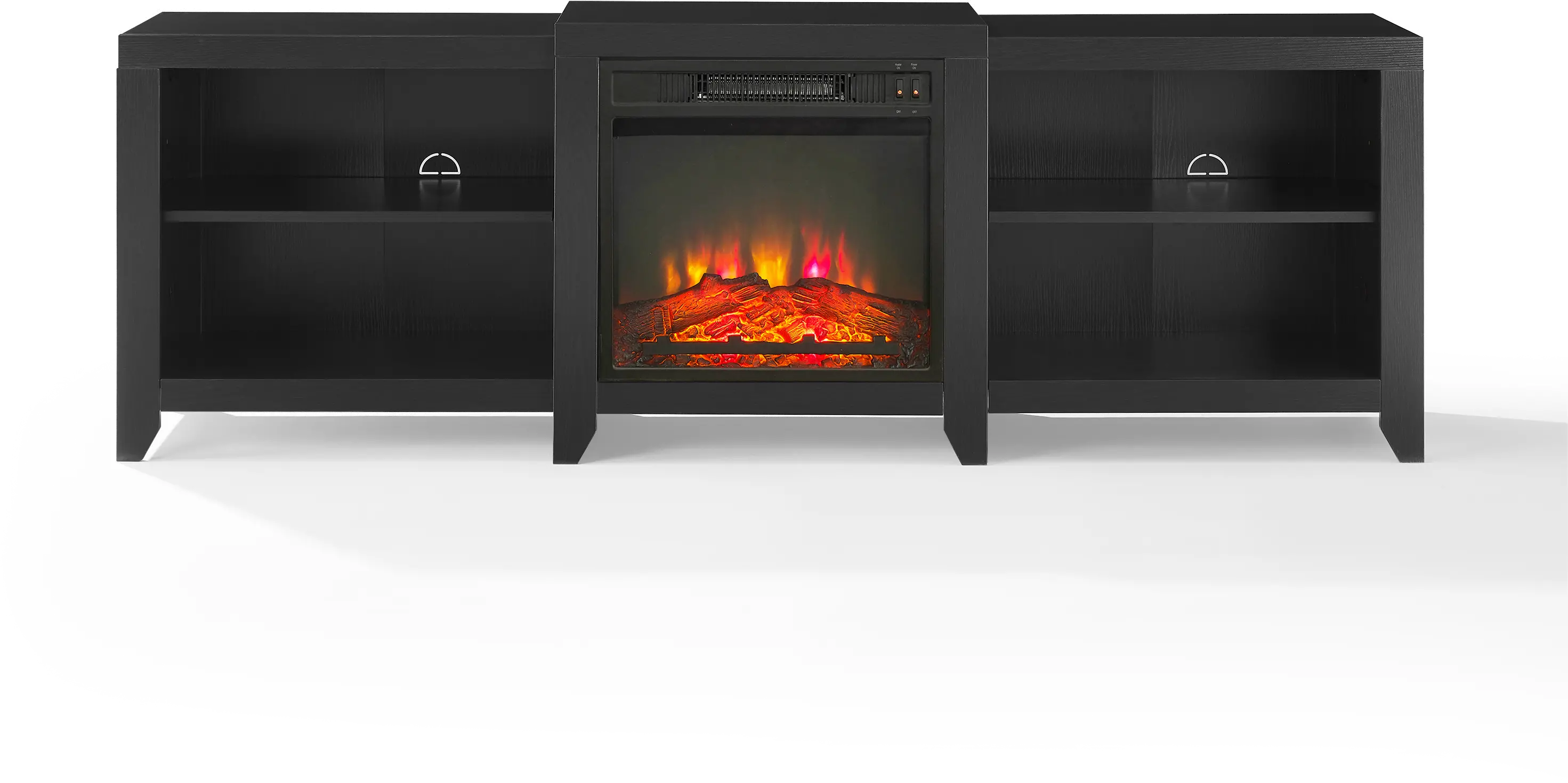 KF100969BK Ronin 69  Black TV Stand with Fireplace-1