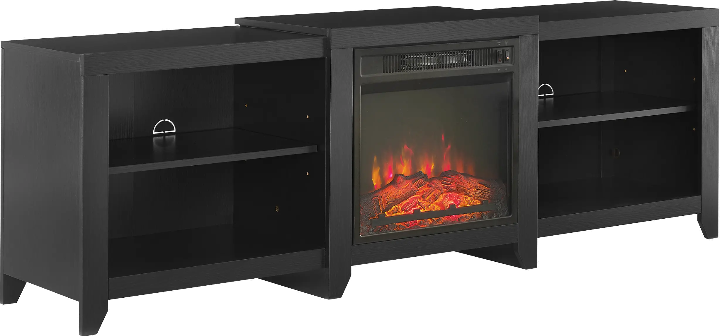 KF100969BK Ronin 69  Black TV Stand with Fireplace-4