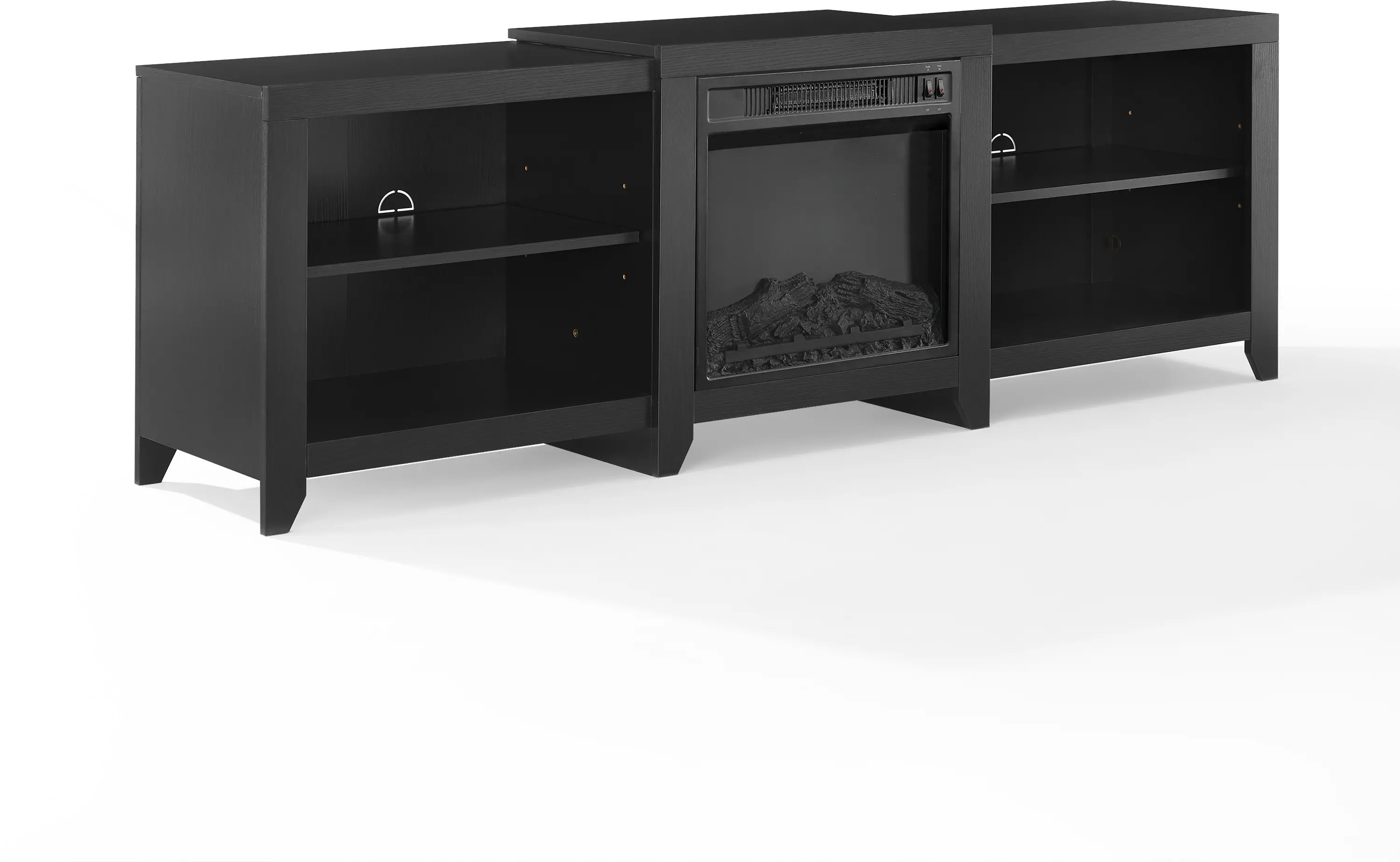KF100969BK Ronin 69  Black TV Stand with Fireplace-5