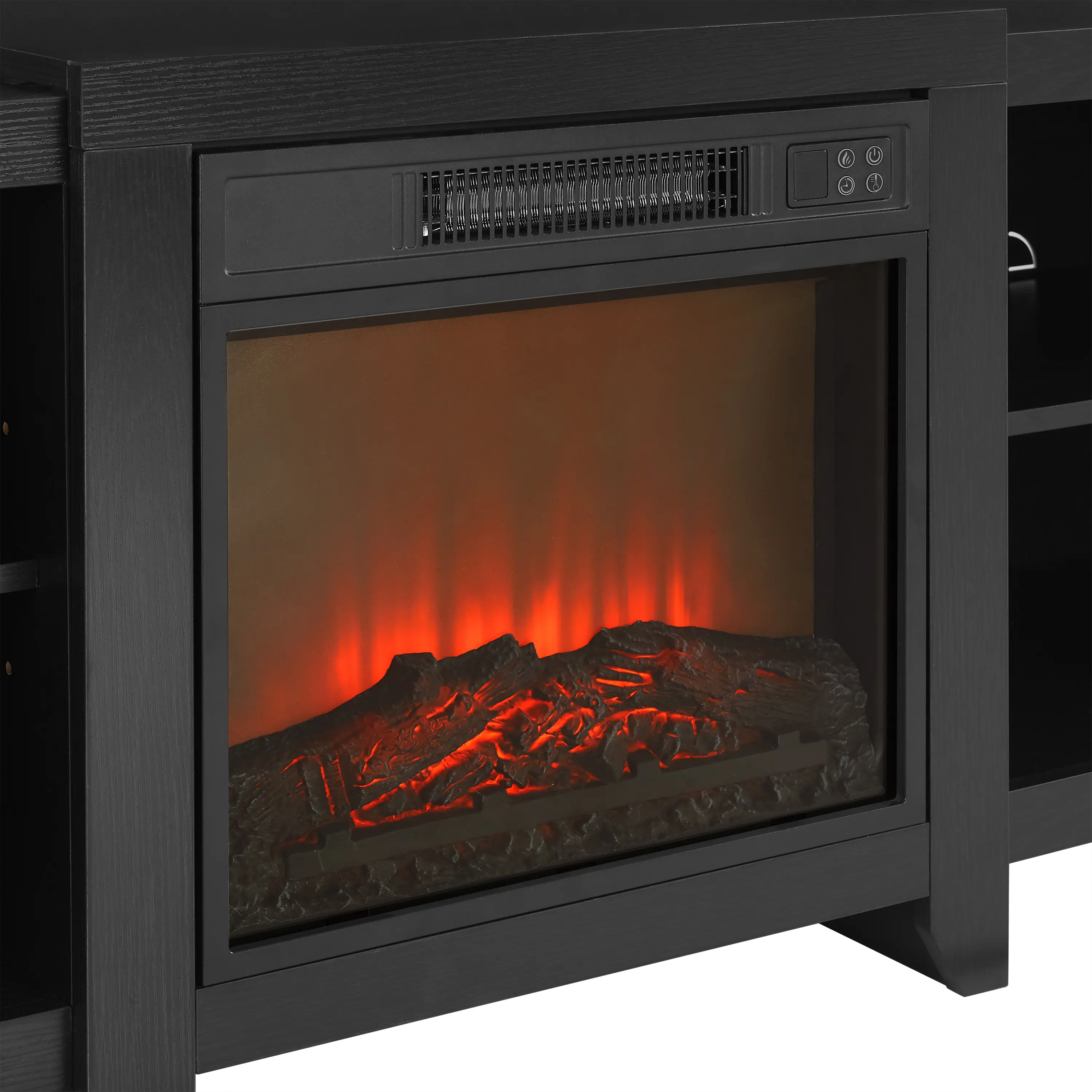 KF100969BK Ronin 69  Black TV Stand with Fireplace-6