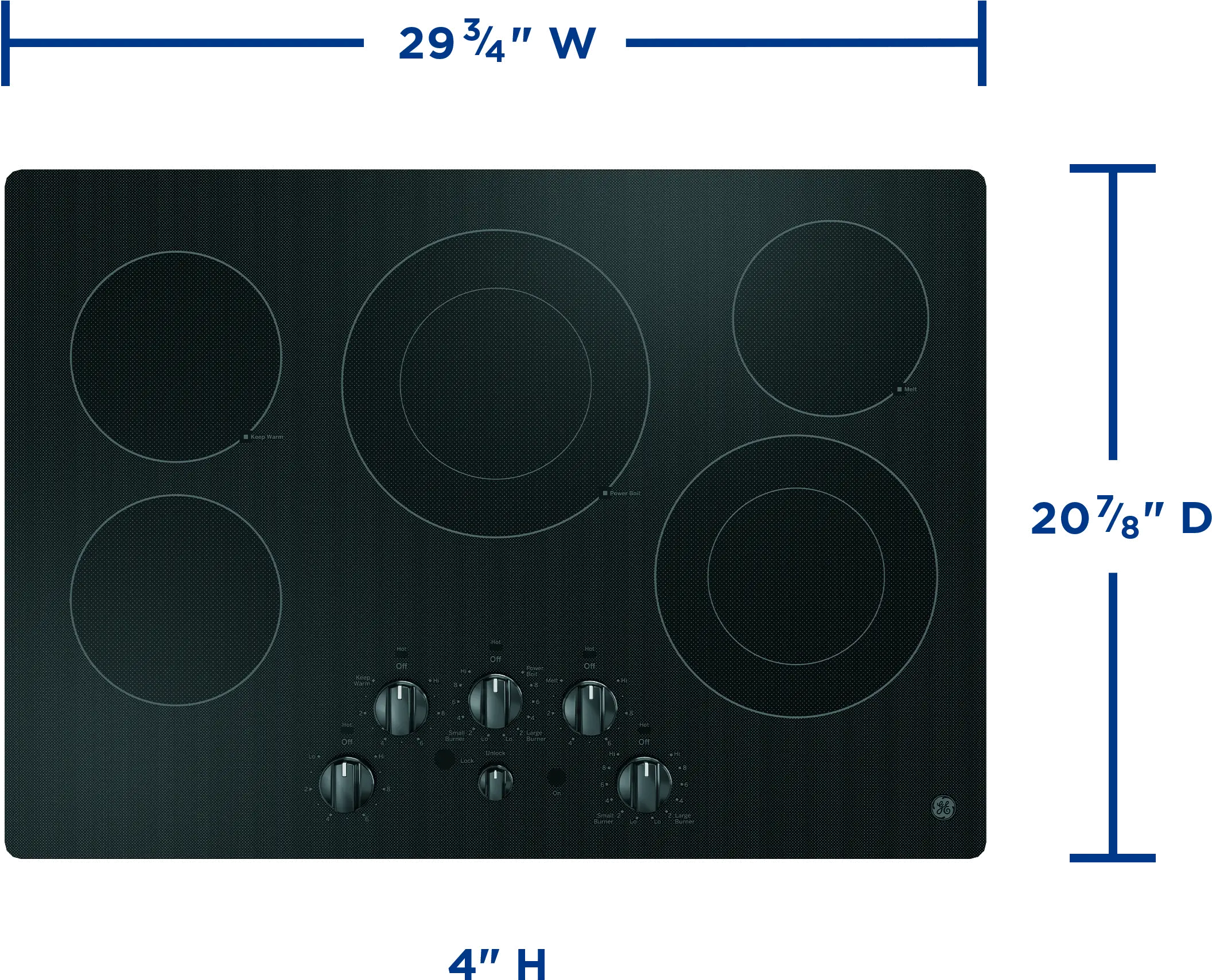 JEP5030DTBB GE 30 Inch Smoothtop Electric Cooktop - Black-3