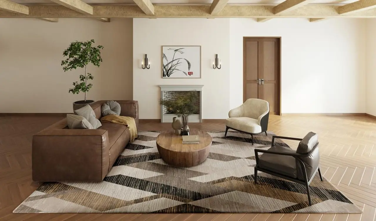 DZ5PU5X8/DENIZI-RUG Denizi 5 x 8 Geometric Putty Area Rug-2